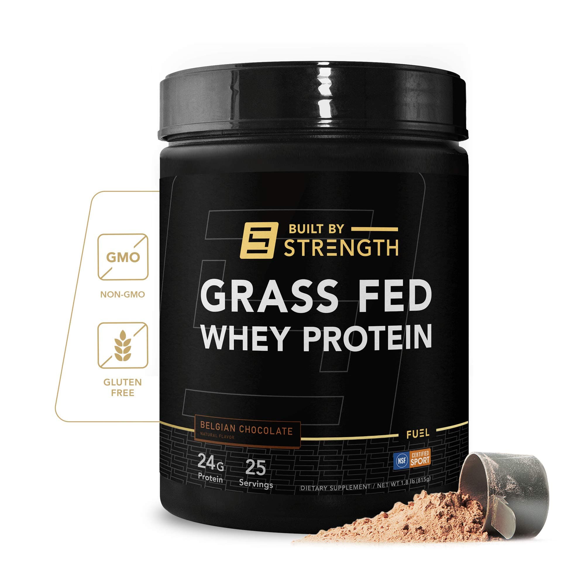 Grass-Fed Whey Protein Powder, Muscle Builder, Muscle Recovery Powder, Workout Supplement, Chocolate Flavor, 25 Servings, 2 lb Bottle – BuiltByStrength