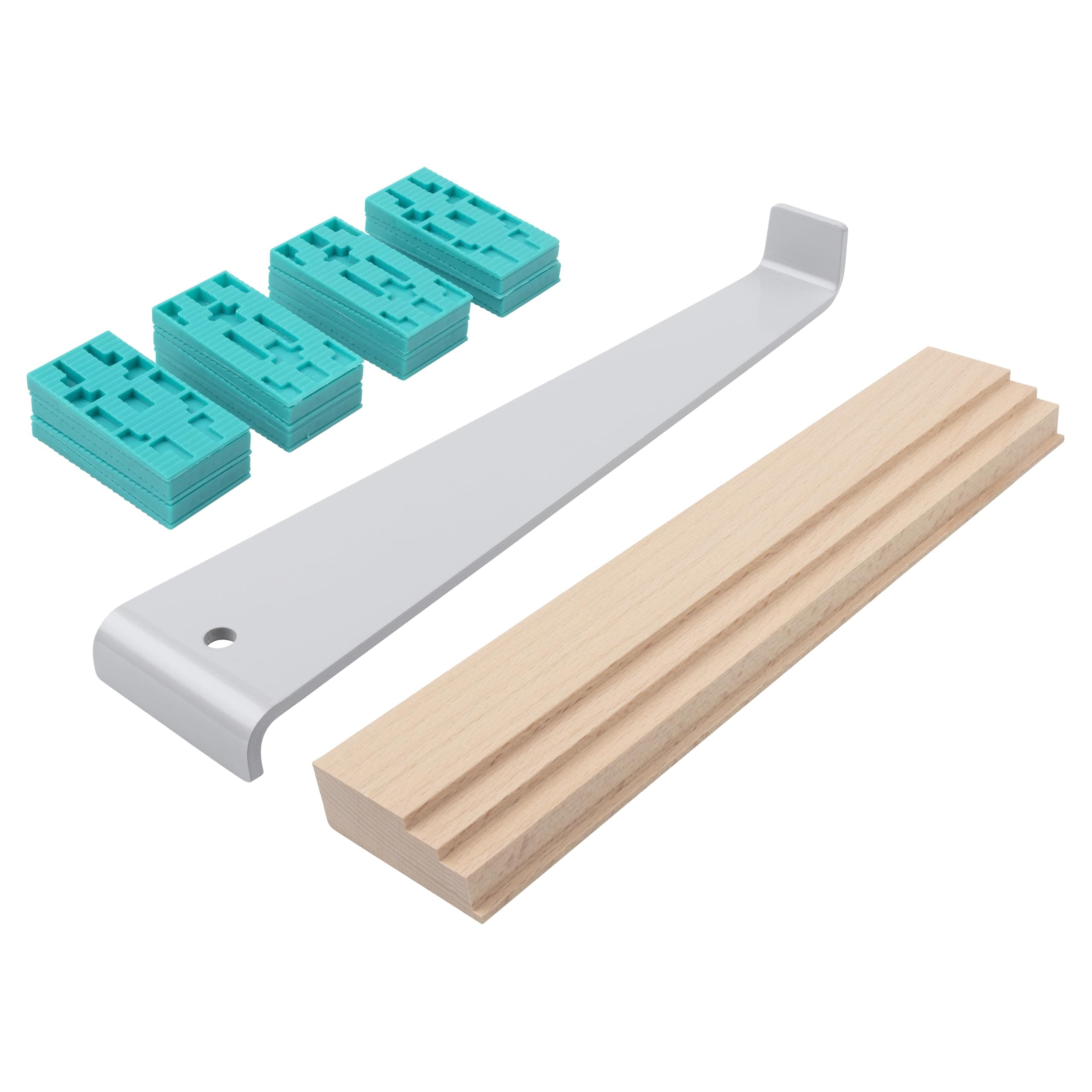 wolfcraft Laying Set for Laminate 6931000 I Tool for Laying Laminate, Parquet or Cork I for Renovating Flats or Houses - Pull Iron, Punch Wood, Spacer Wedges