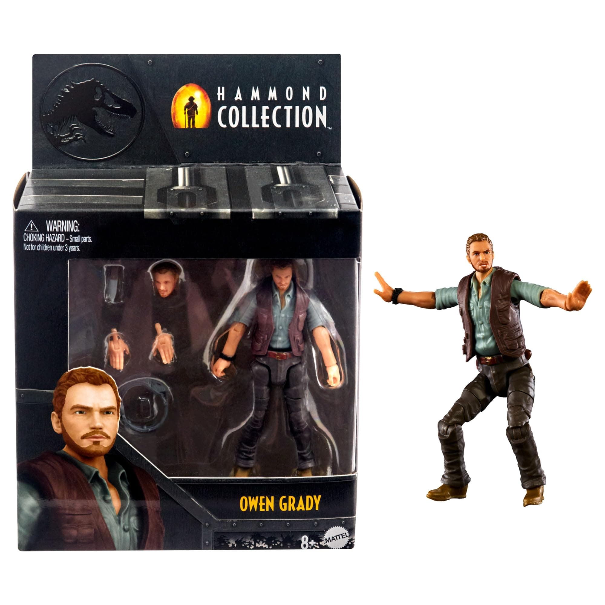 Jurassic World Hammond Collection Character Action Figure, Owen Grady Articulated Collectible Toy in 3.75-inch Scale