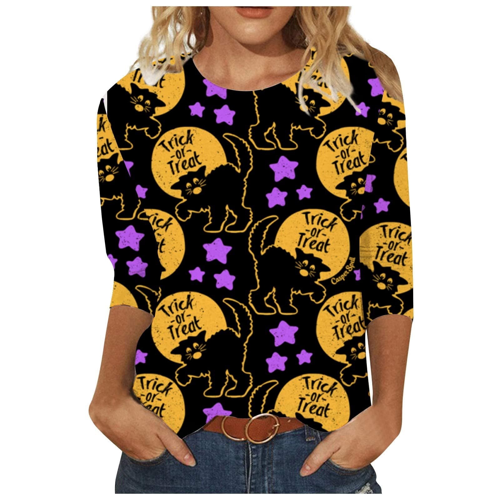 Tshirts for Women, Crewneck Plus Size Halloween Nuring Tunic Fit Elastic Vestidos para Mujer