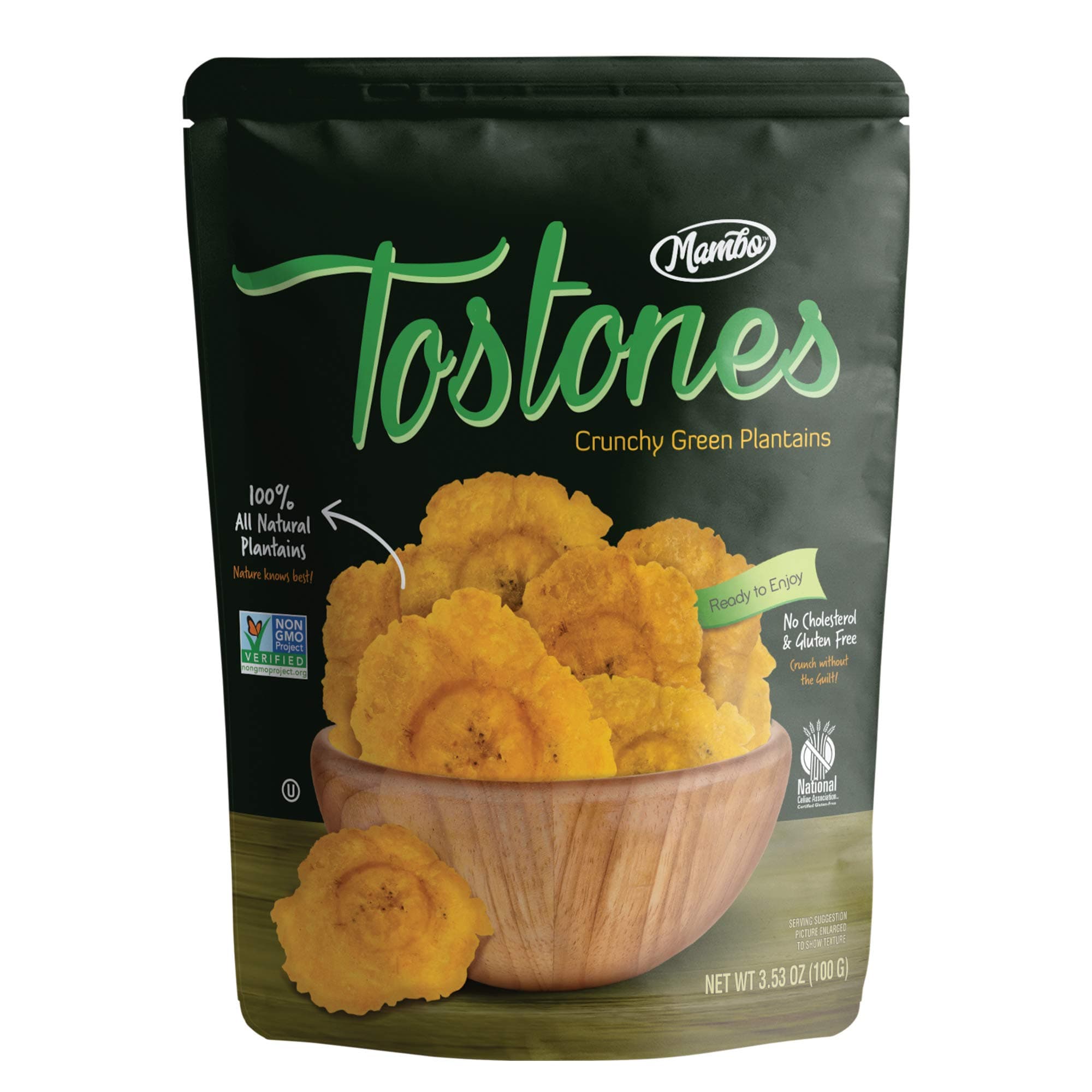 Tostones, All-Natural Green Plantains Tostones, 3.53 oz unit,1 bag, Plantain Chips, Tostones Chips, Gluten-Free, Only Three Ingredients Tostones