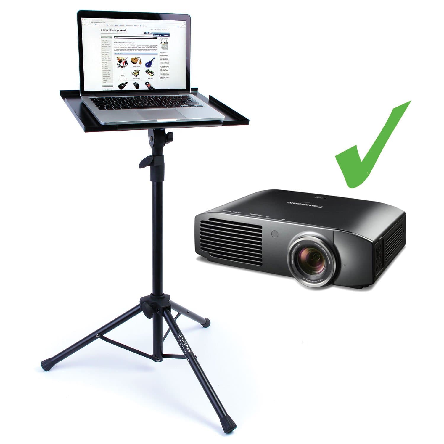 Nordell Projector & Laptop Floor Stand: Portable Lectern/Table, adjustable to 1.15m tall - Folding Heavy Duty Tripod Base and All Metal Shelf/Tray to Support your Tech Safely