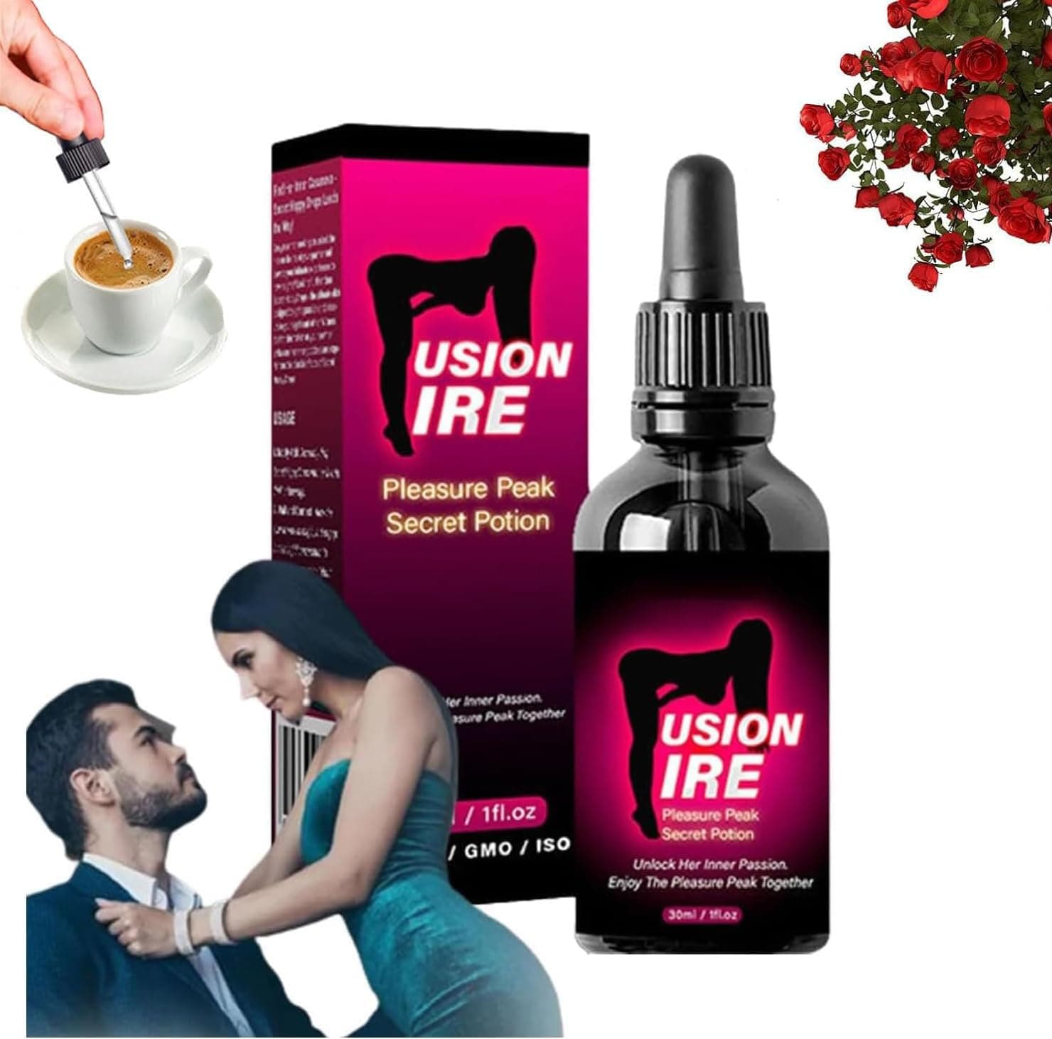 FusionFire Pleasure Peak Secret Potion - Secret Happy Drops, Happy Hormones Drops for Women, Pleasurepeak Oral Drops, Enhancing Sensitivity and Pleasure, DesireFusion Passion Elixir (1pcs)
