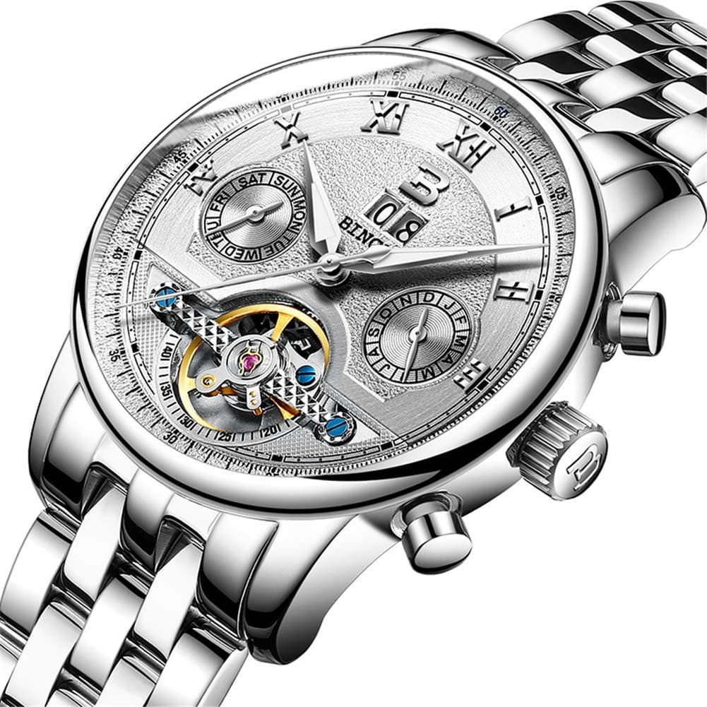 BINGER Brand Switzerland Sport Watch Men,Waterproof Japan Movement Tourbillon Mechanical Casual Wristwatch 8603,A