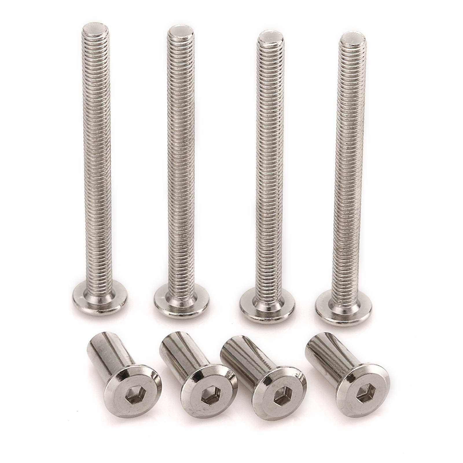 20pcs M6 Furniture Joint Connector Bolt & Cap Nut Kit Use for Cot Bed Crib Bolts Hex Drive Socket Cap Bolts - Hex Socket Screws Head (40mm)