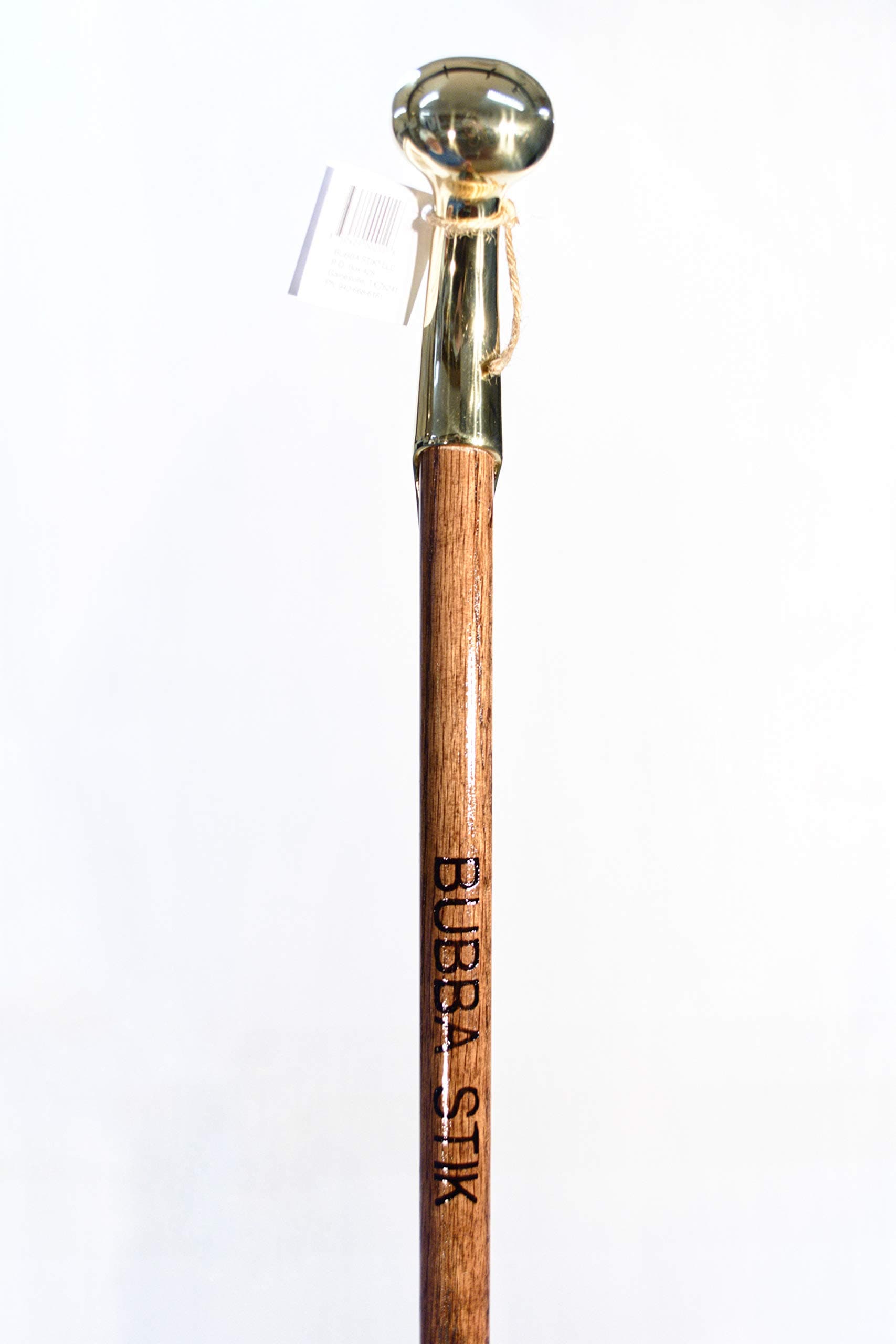 Walking Cane - BUBBA STIK 36" Texas Classic Style Walking Stick Made of Mahogany Stained red Oak and Topped with a Brass Hame Handle. Made in Texas by Real Texans.