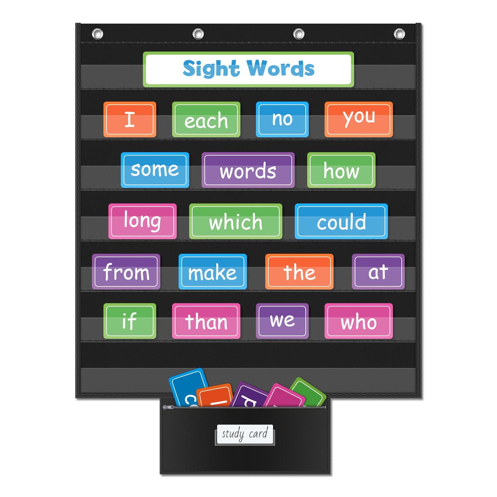AKAYOK Standard Pocket Charts for Classroom, Interactive and Versatile Pocket Chart 28"x28" Sentence Strip Holder for Vocabulary, Practice Spelling, Display Number Patterns (Black)