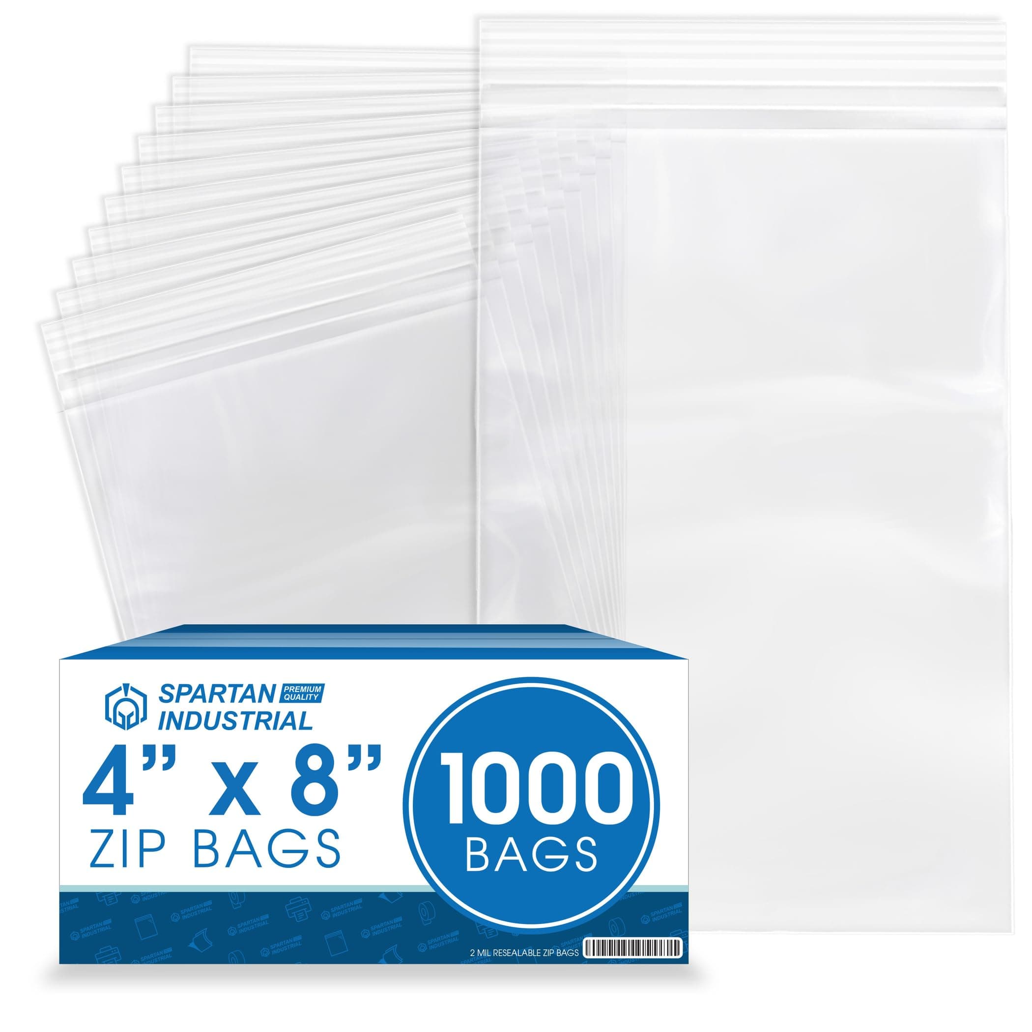 4” X 8” (1000 Count) 2 Mil Clear Reclosable Zip Plastic Poly Bags with Resealable Lock Seal Zipper