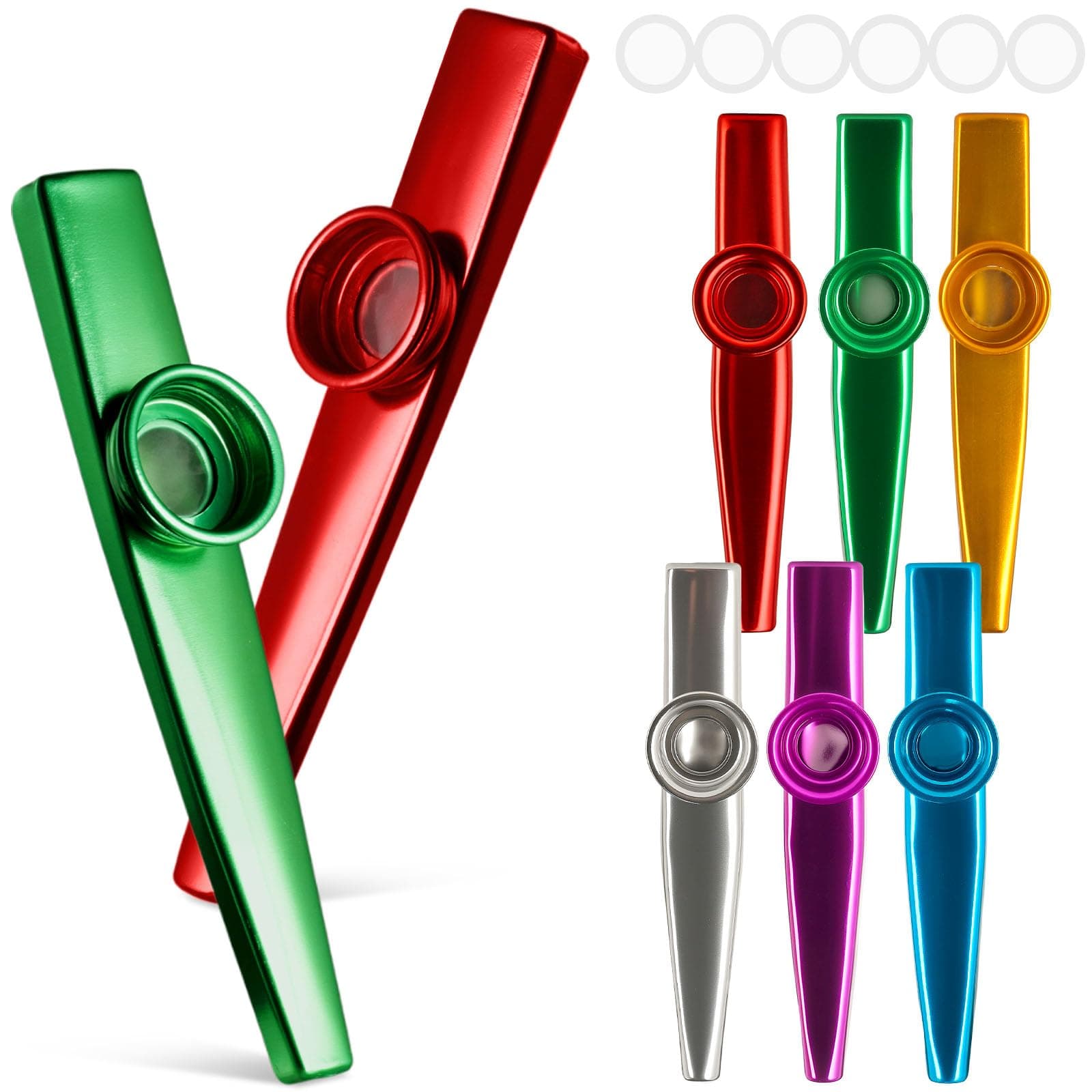 LovesTown Kazoos Musical Instruments for Kids Party Favors, 6 PCS Metal Kazoos Flute for Kids Gift Classroom Prices Birthday Party Favor Gift Bag Fillers Fun Camping Essentials