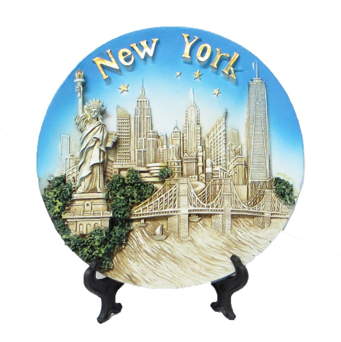 New York Souvenir 3D Polyresin Plate 6 Inches Diameter (Medium 6 Inches)