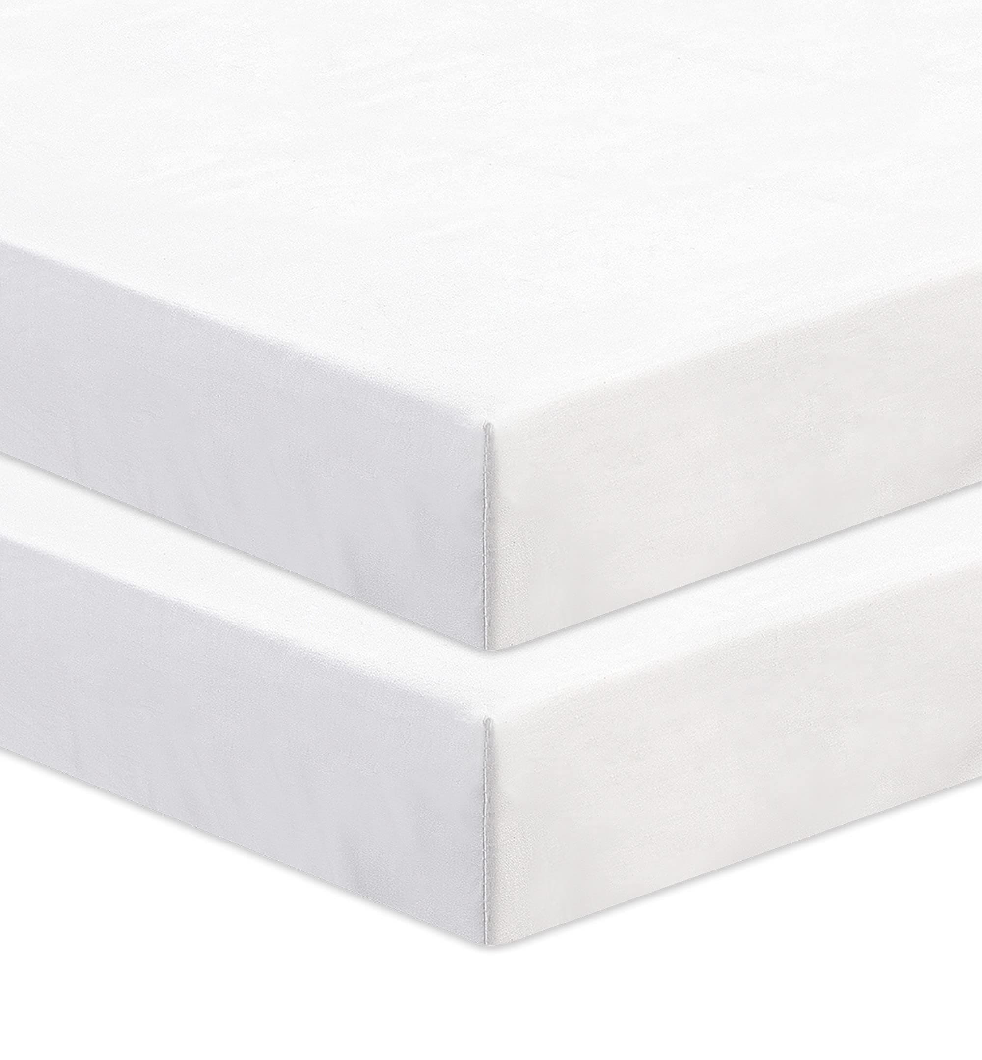 2 Pcs Chicco Next to Me Compatible Crib Fitted Sheets - 100% Pure Cotton, High Thread Count, Soft & Durable (83-85 x 50-51 cm, White)
