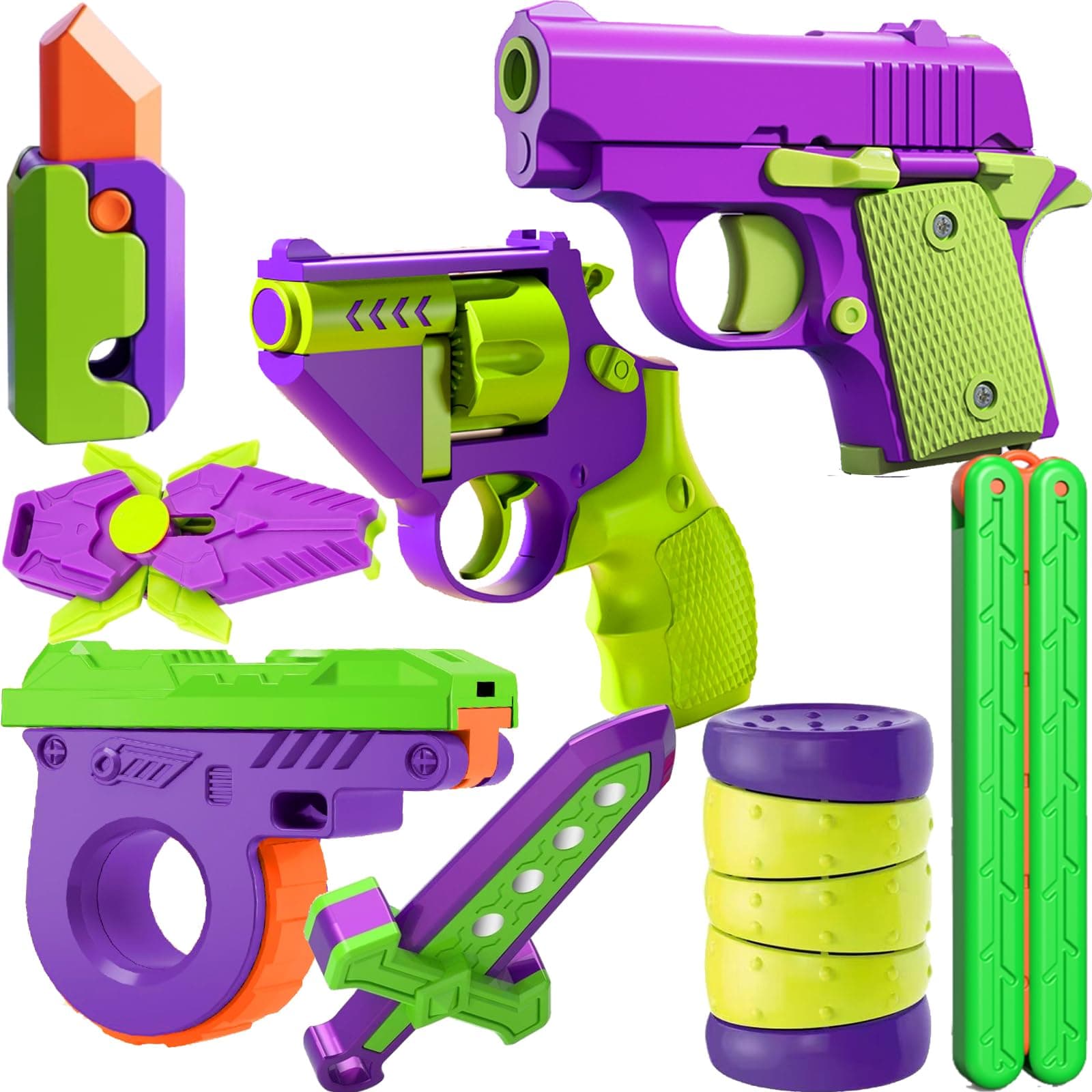 Fidget Gun Toy,Pistol Shaped Fidget Slider,Stress Anxiety Pressure Relieving Toy,Great for Adults & Children,Relaxing Toy,Stress Reliever,Office Desk Toys,Gift Idea for Boyfriend Him Man
