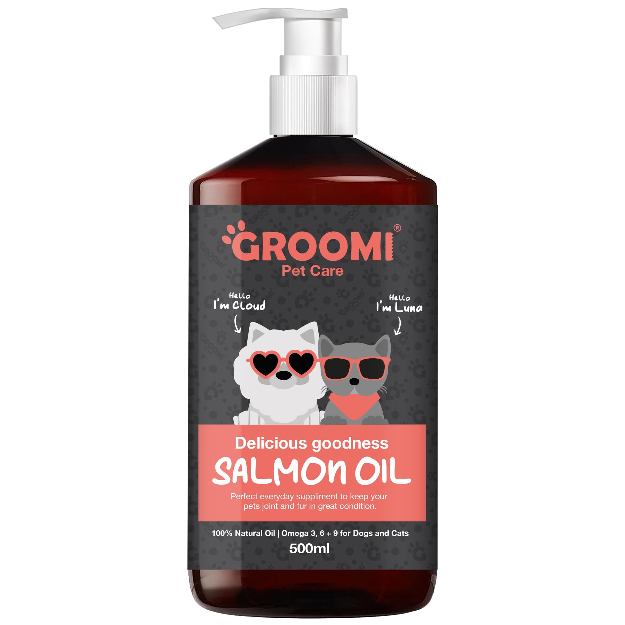Groomi - Premium Scottish Salmon Oil for Dogs & Cats - Rich in Omega 3, 6, 9 for Skin, Coat, Joint & Brain Health, Sustainably Sourced, Natural Supplement