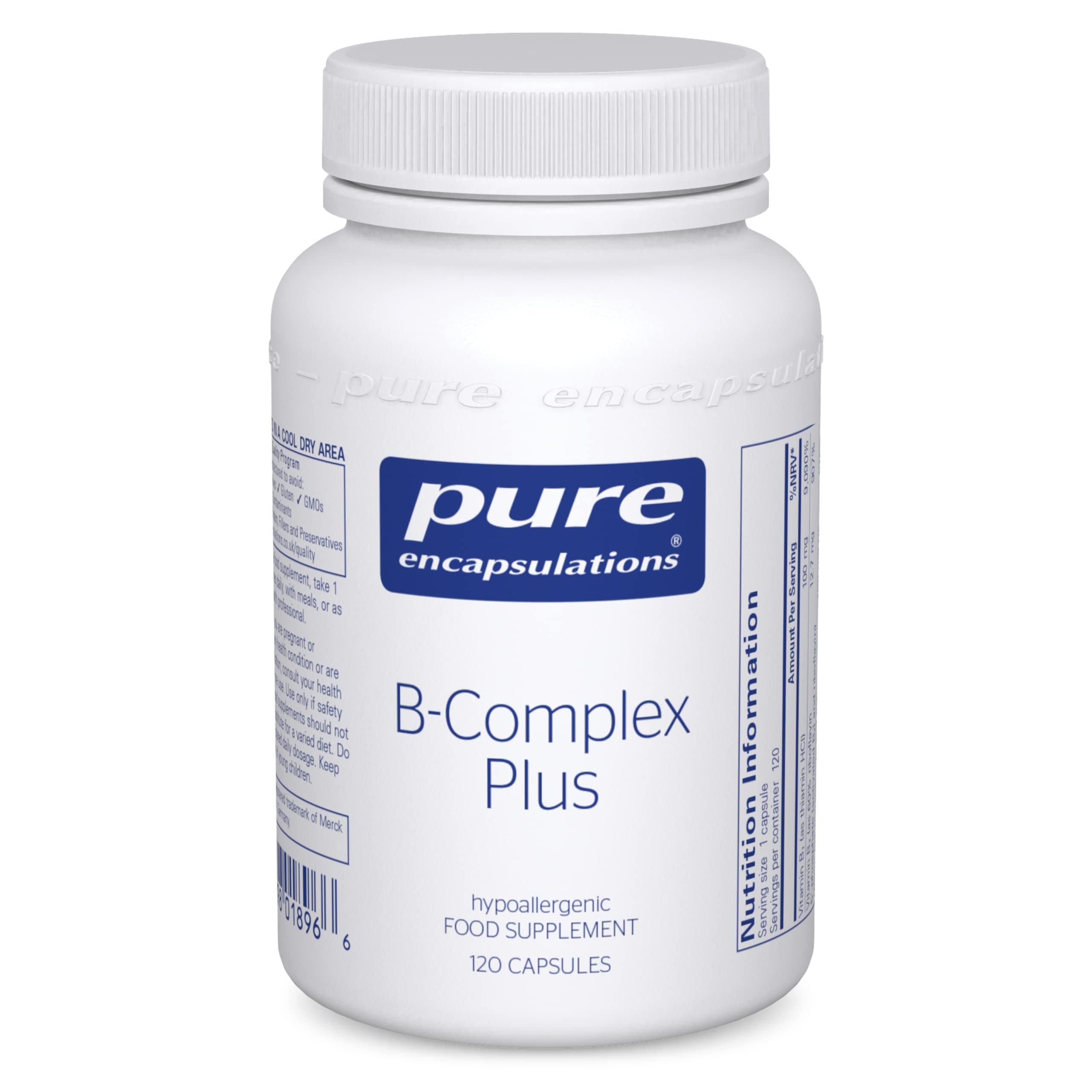 Pure Encapsulations Vitamin B-Complex Plus - B Vitamin Formula with Active Folate - for Cardiovascular Health, Memory, Skin & Hair - 60 Capsules