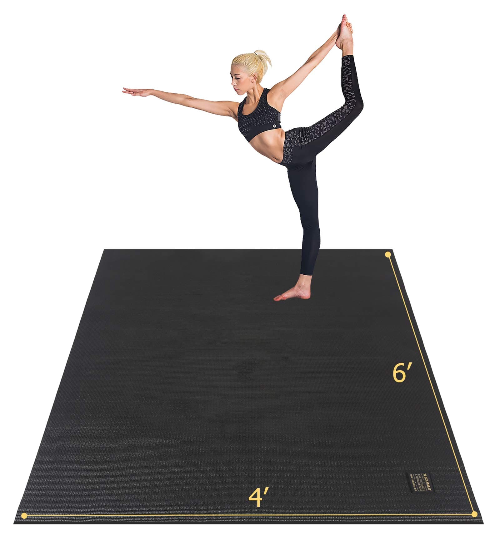 GXMMAT Large Yoga Mat 6'x4'/6'x6'/7'x5'(7mm/9mm), Extra Thick Workout Mats for Home Gym Flooring,Ultra Comfortable Non-Slip Quick Resilient Barefoot Wide Exercise Mat for Pilates,Stretching,Meditation