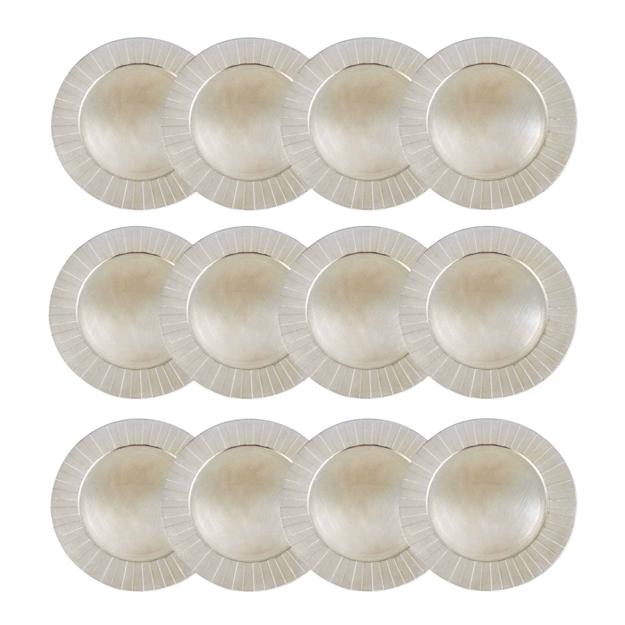Round Decorative Charger Plates, 13 inches, Set of 12, for Dining Table or Décor (Champagne)