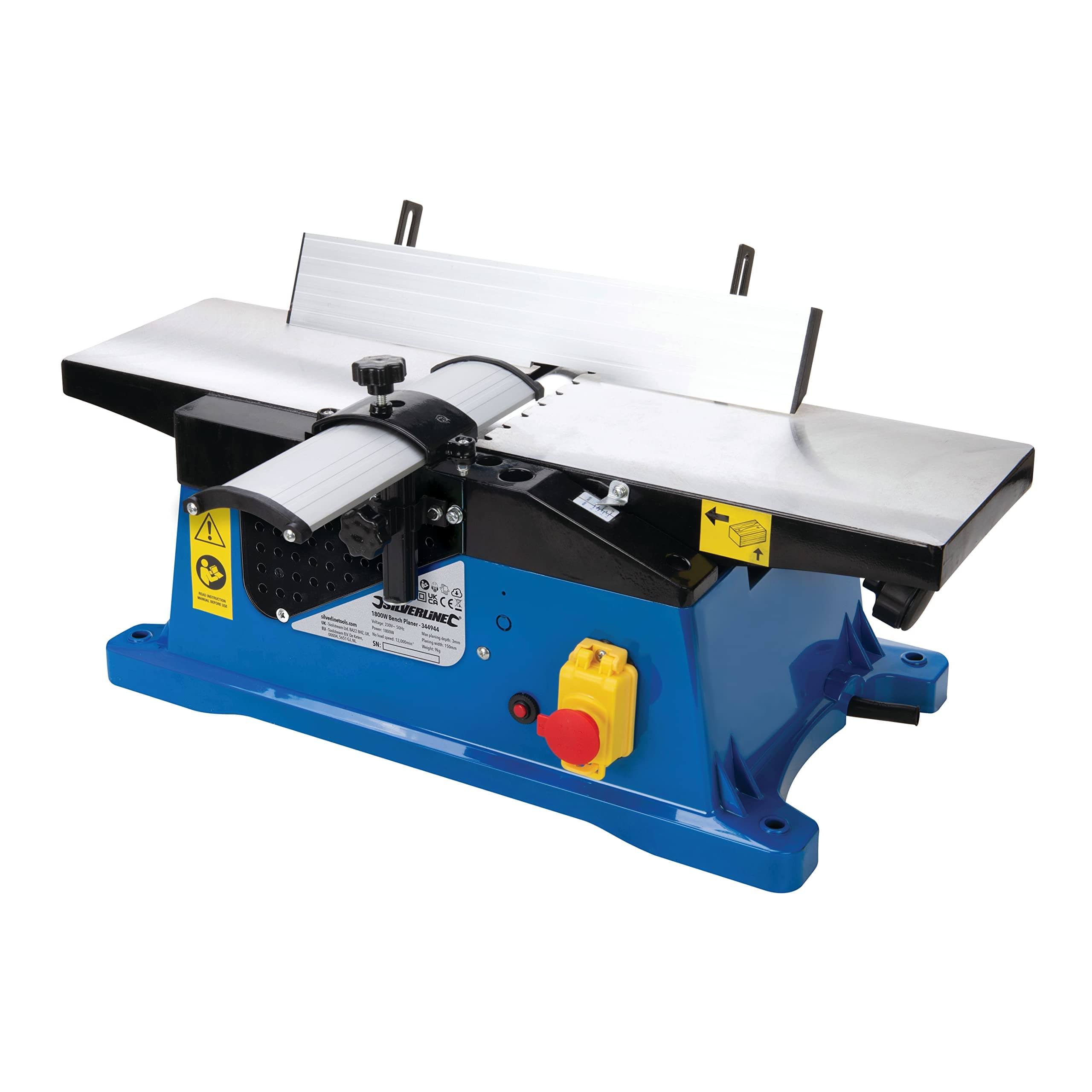 Silverline Bench Planer – 1800W, 150mm Width, Heavy Duty Wood Planing Machine for Workshop Use (344944)