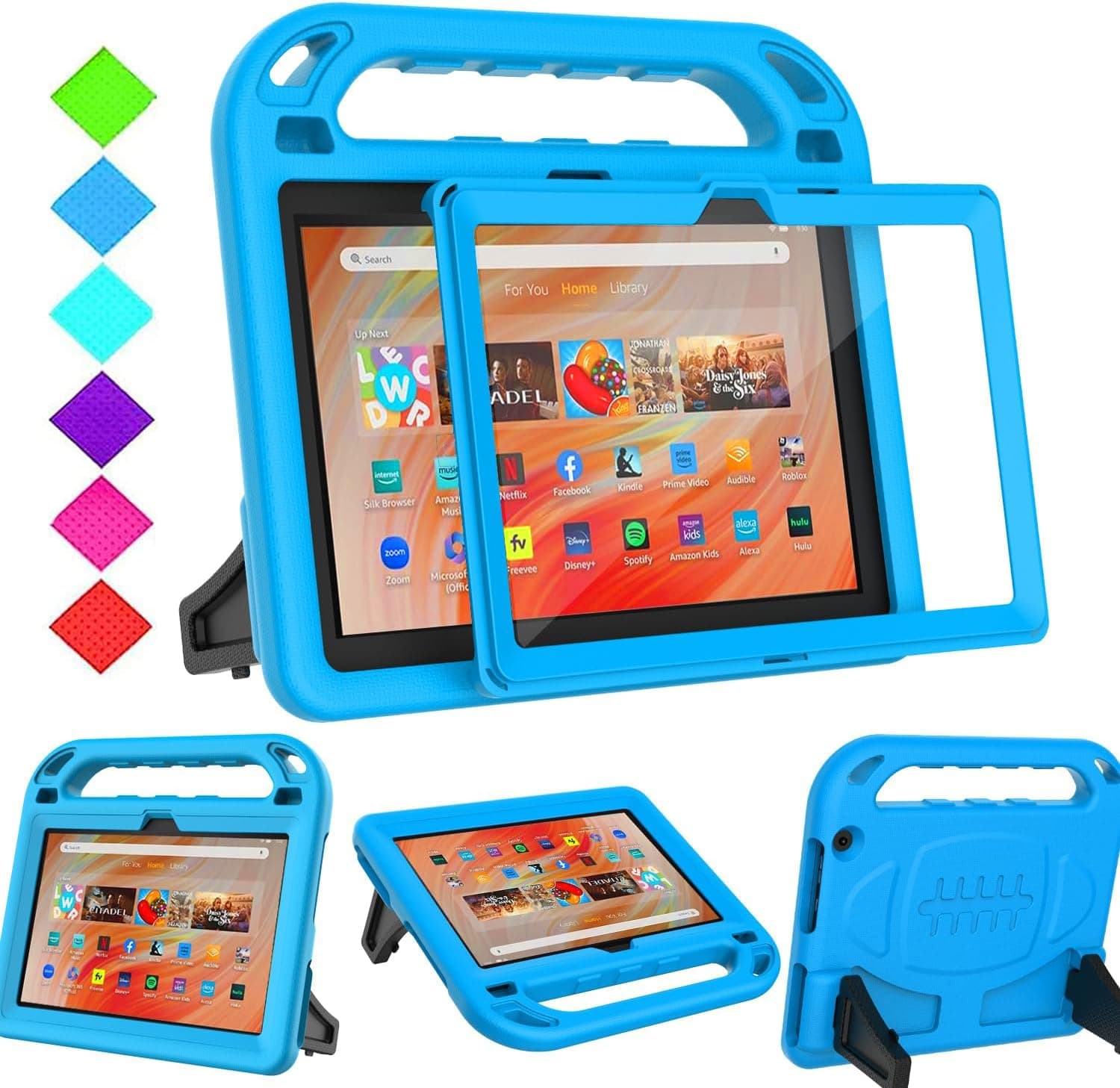 BMOUO Kids Case for Fire HD 10 & Fire HD 10 Plus Tablet (11th Generation, 2021 Release), with Screen Protector, Shockproof Handle Stand Kids Case for Amazon Fire HD 10 Tablet & Fire HD 10 Plus, Blue