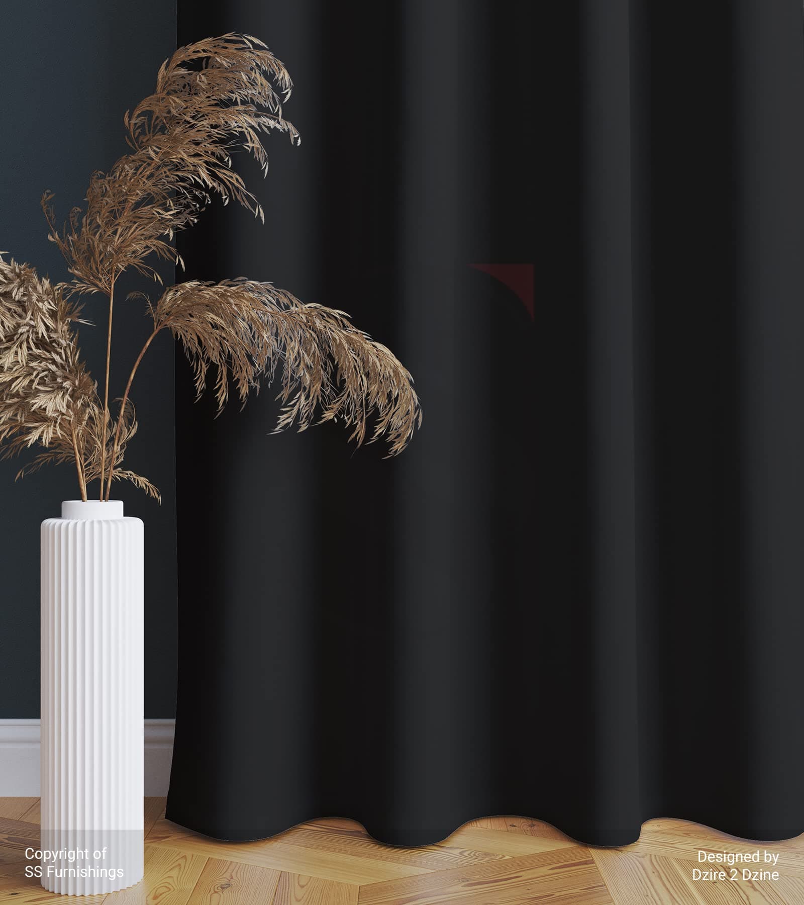 Shree Shyam Furnishings Dim Out is Faux Silk Thermal Insulated Blackout Solid Black Color Room Darkening Noise Reducing Door Curtain - Pack of 2pcs, 7ft, Black