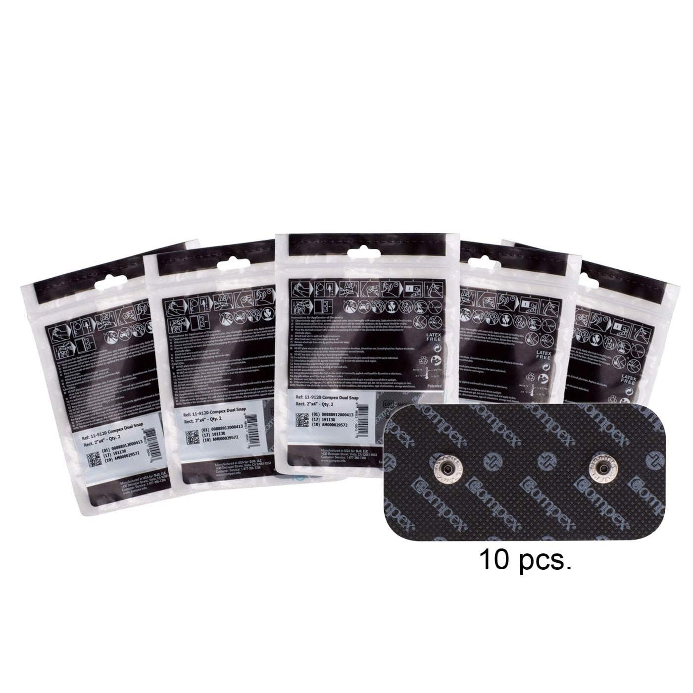 Compex Easy Snap Electrodes 2 x 4 Inch