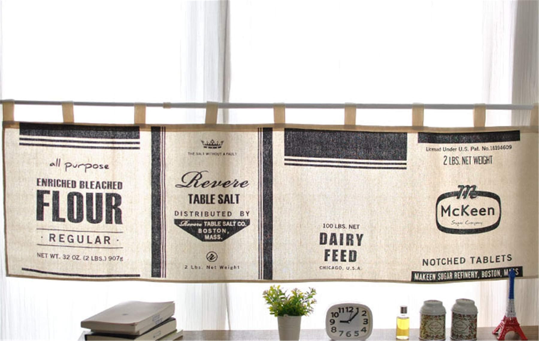 FUYA - Short Kitchen Curtain - Minimalist Style Black and White