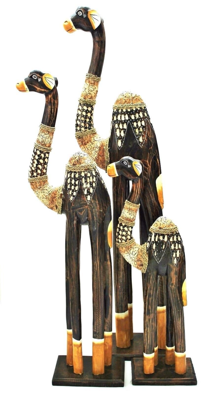 Set of 3. 100 cm 80 cm 60 cm Wood Camel Camel Africa D? Animal Decoration Figurine Sculpture