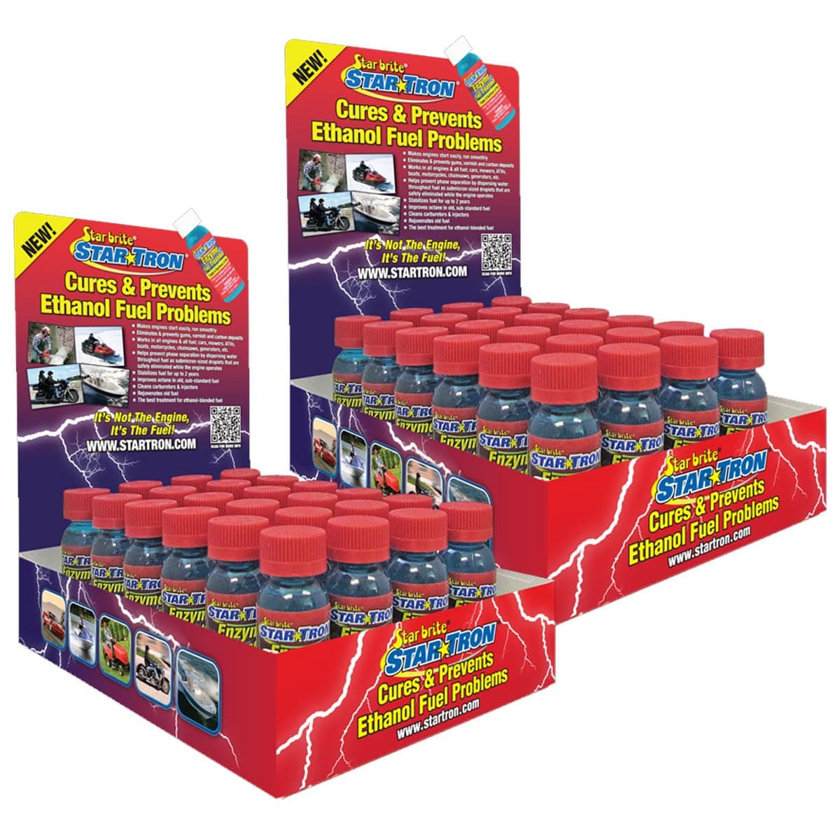 StarBrite 2 Pack StarTron 24 Pack Display Enzyme Fuel Treatment Small Engine Formula 1 oz Bottles, STA-14324