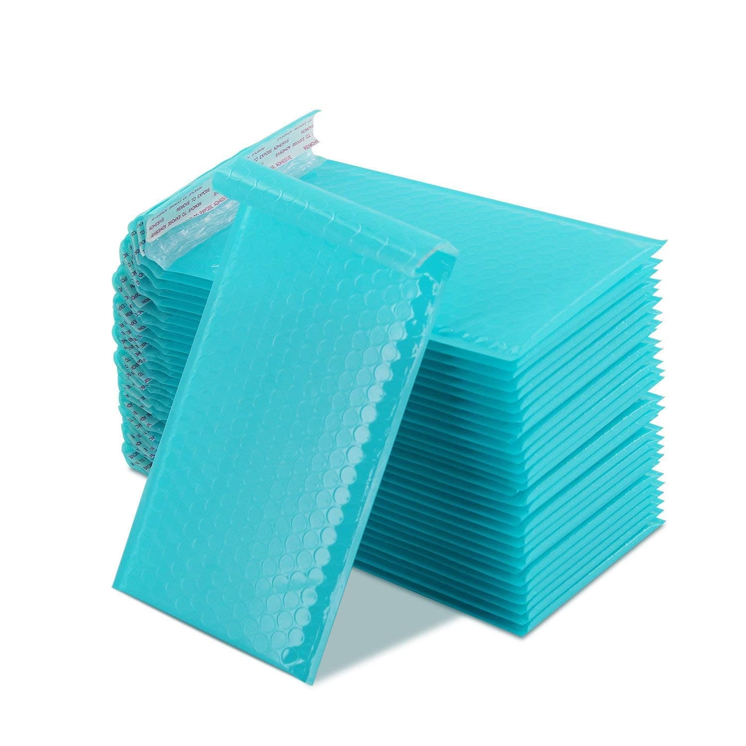 50pcs Padded Envelopes, 120mm x 210mm (4.7x8.3 Inch) Poly Bubble Mailers Self Seal, Waterproof Postal Bags for Mailing/Packaging (Teal)