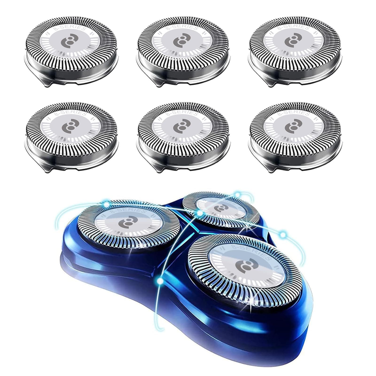 HQ8 Replacement Heads Compatible with Philips Norelco Aquatec Shaver, Blades for PT720 AT880 AT810, 8 Series 6-pc Pack