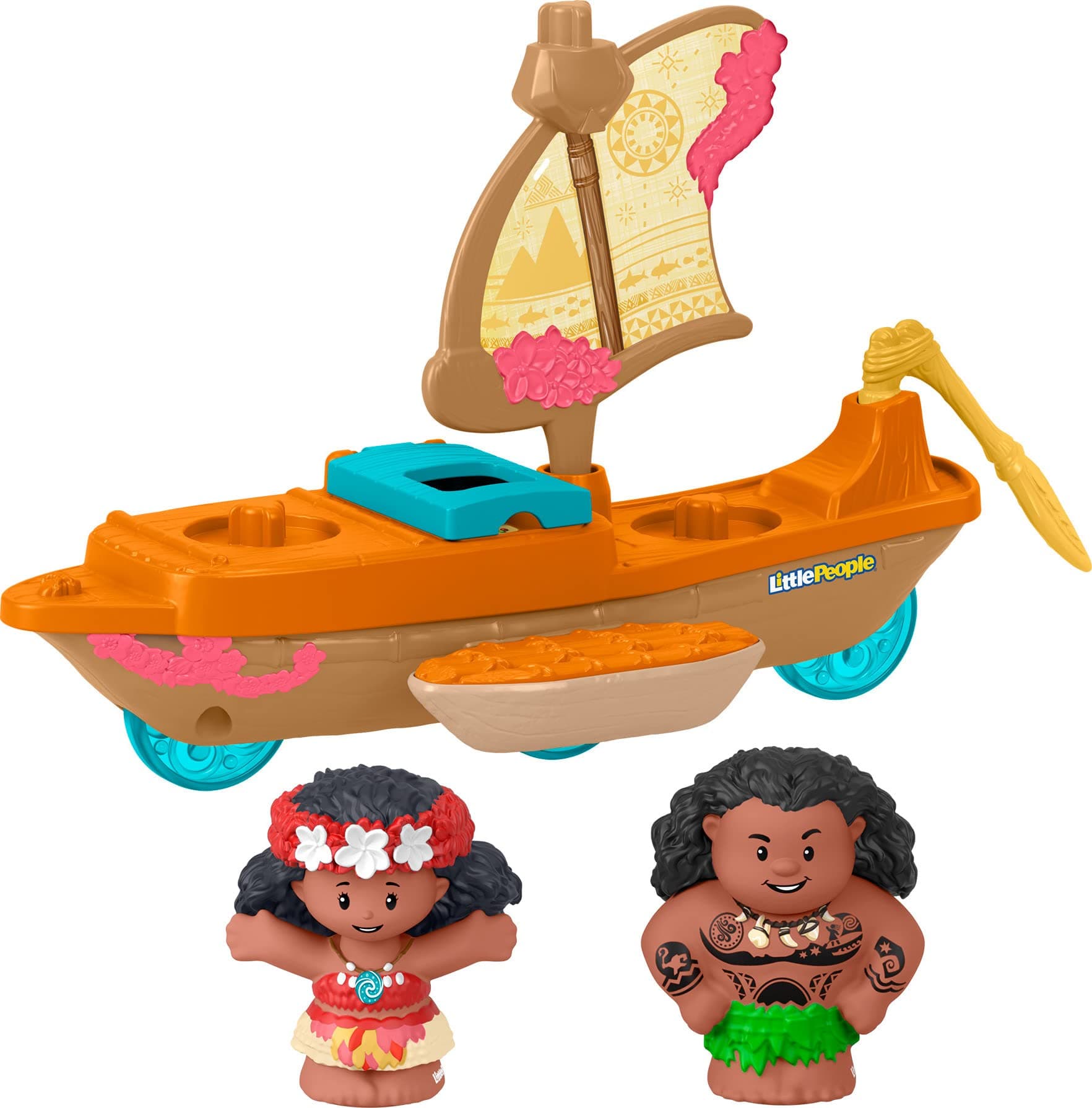Little People Toddler Toys Disney Princess Moana & Maui’s Canoe Sail Boat with 2 Figures for Ages 18+ Months