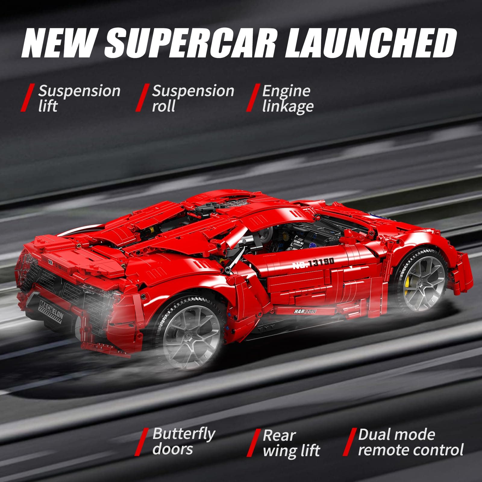 – 13190 Super Sports Car Building Block Set, 4070 Pieces Technology Race Car Model Kit with Motors, Constrution Vehicle Collectible Car for Adult