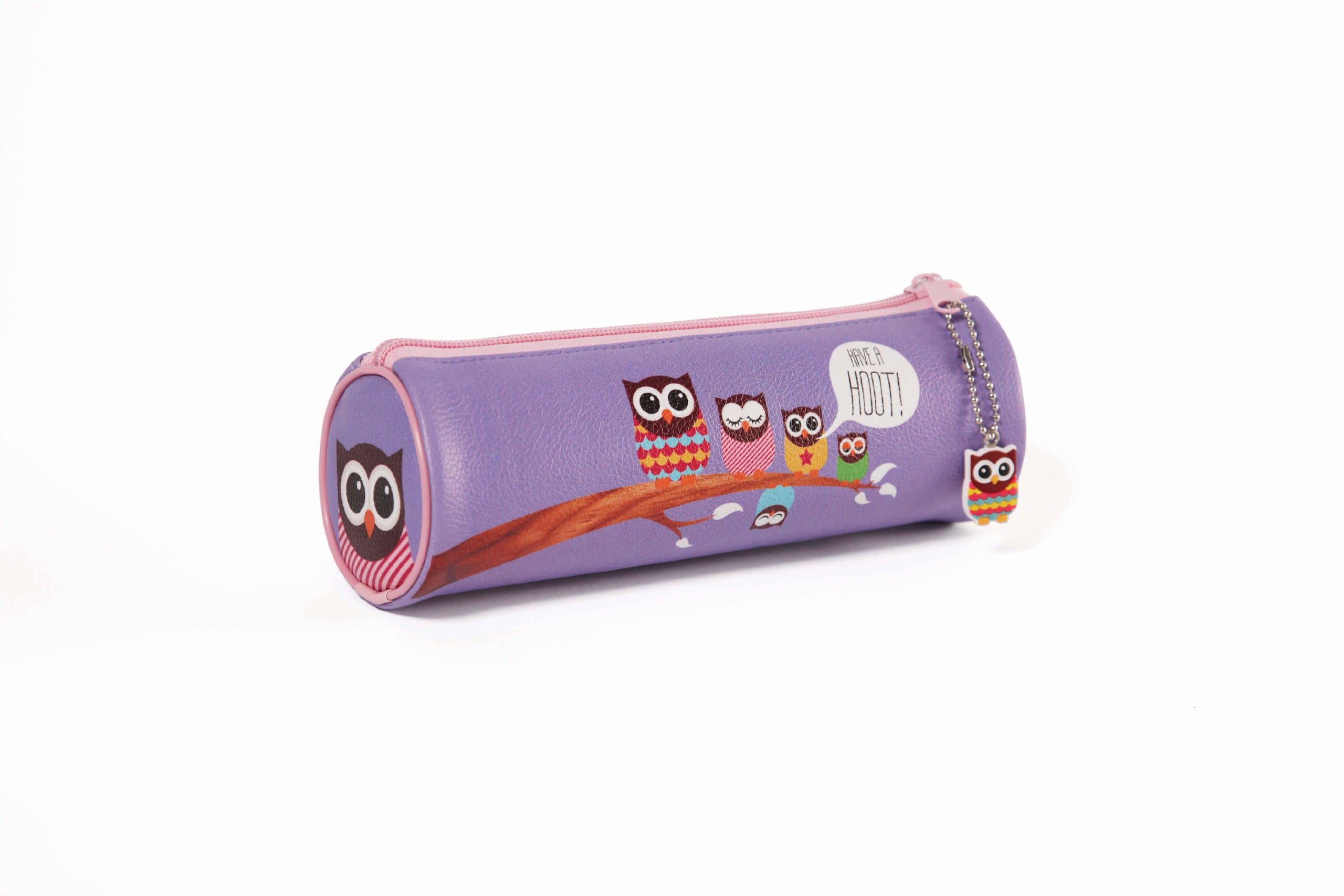 Give a Hoot Owl Large Barrel PVC Pencil Case
