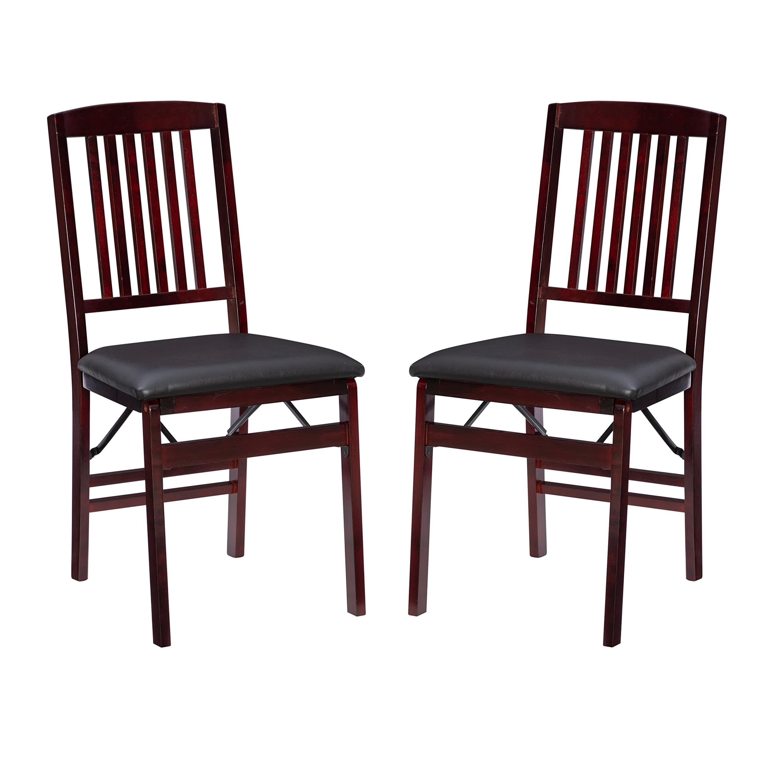 Linon Darwin Espresso Wood Mission Back Folding Chair in a Set of Two