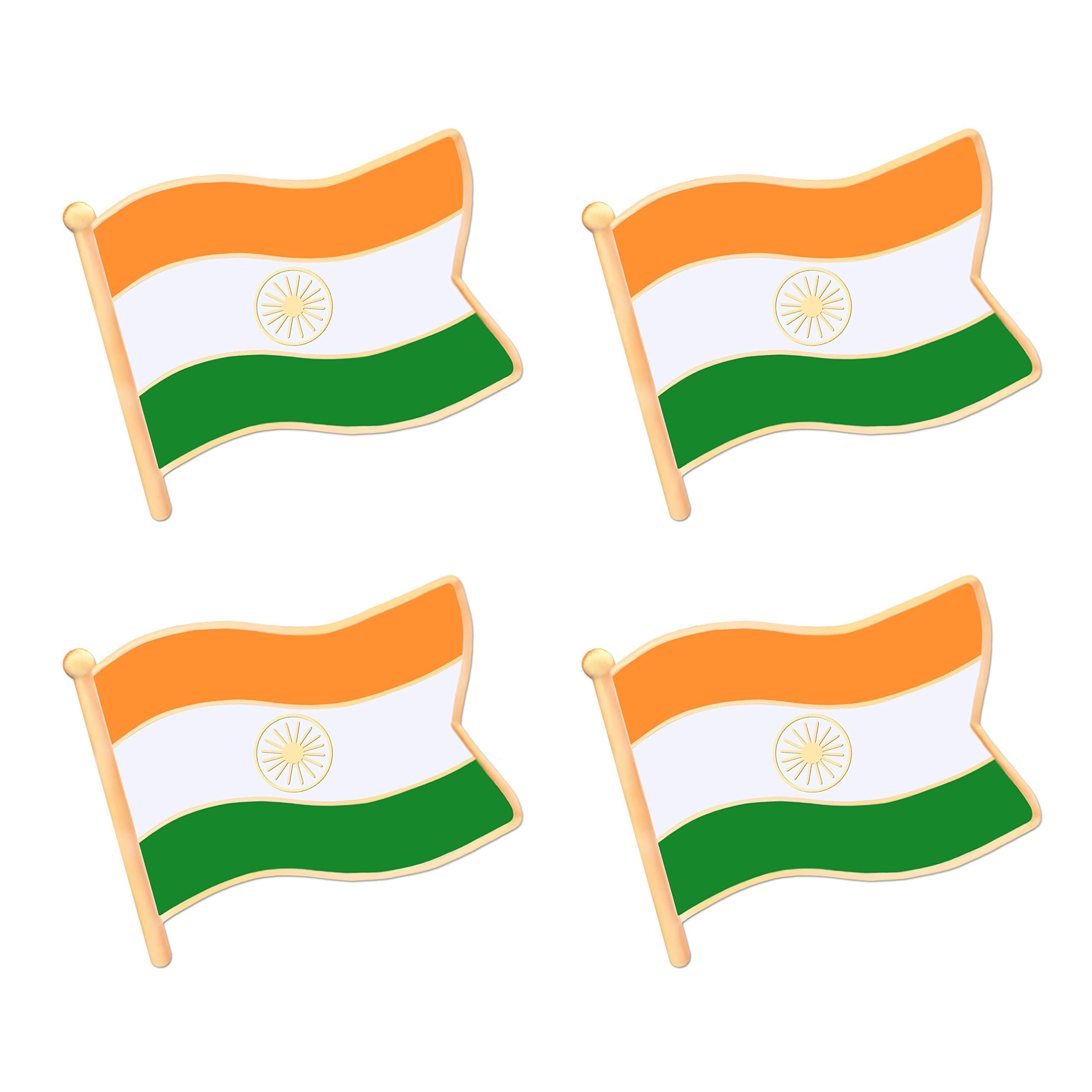 ALEY India Indian Flag Lapel Pin Decorations (4 Pack)