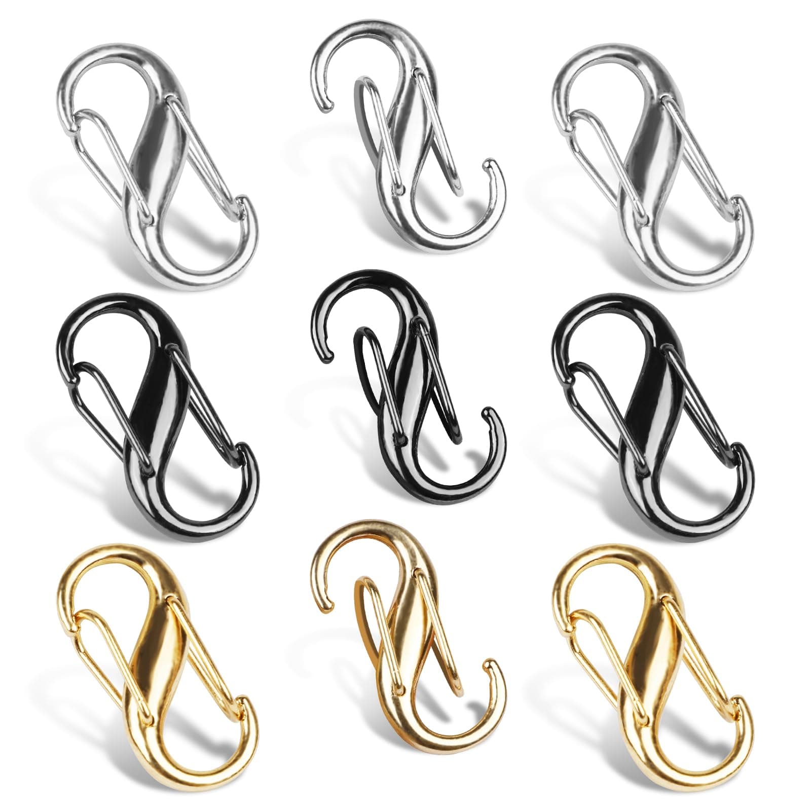 9 PCS Zipper Lock Clips, 3 Colors Zippers Locks Anti Theft Deterrent, Carabiner Pull Replacement Clip Dual Opening Backpack Purse Pickpocket Protection Accessories for Camping Travel to Keep Closed