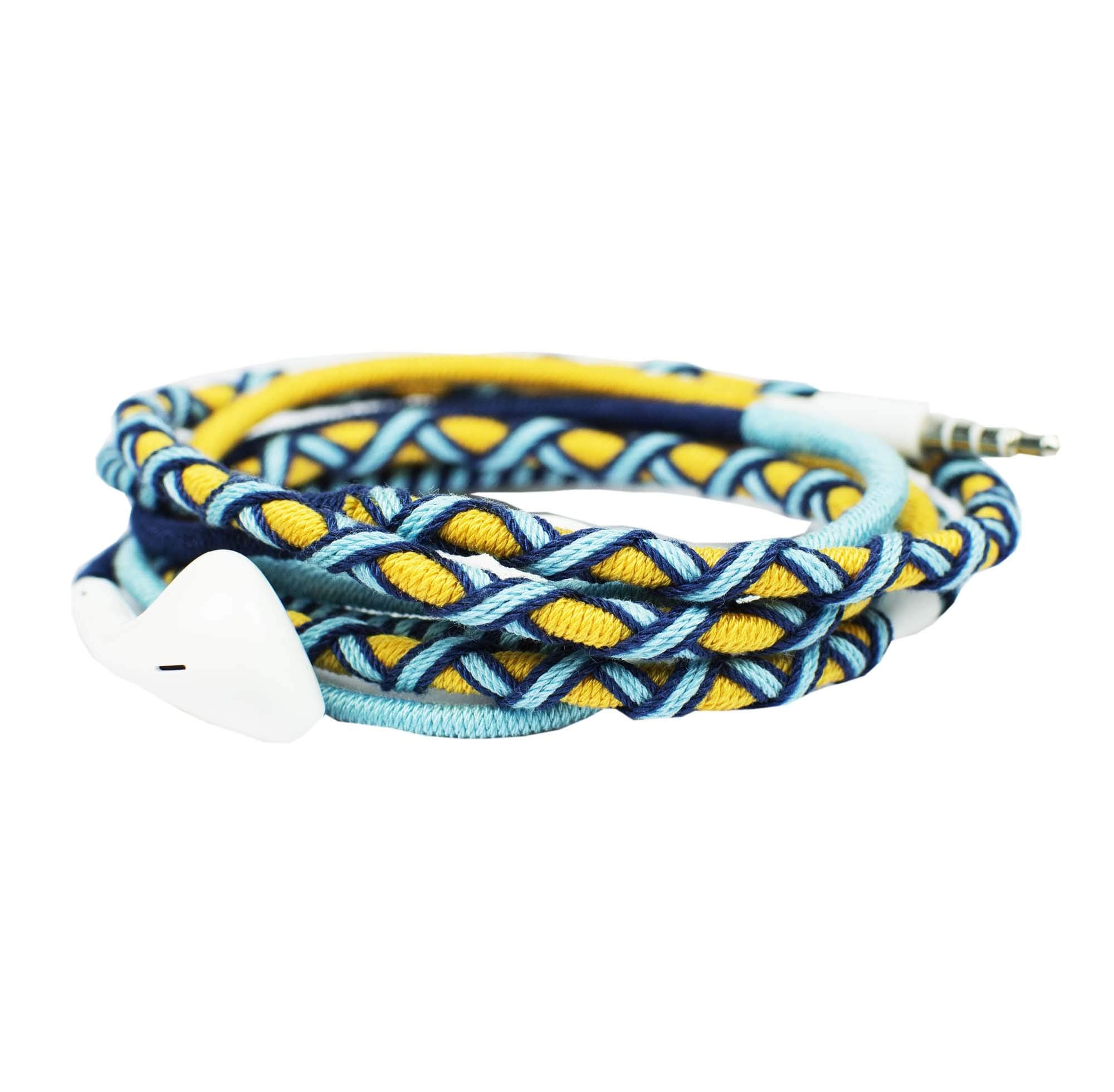 Crossloop Designer Series | 3.5mm Universal In-Ear Headphones With Mic and Volume Control (Mustard, Sky Blue & Dark Blue) | Compatible with iPhone and Android smartphones | High quality sound and mic | Braided | Tangle free cable | The Only fashion earphone in India