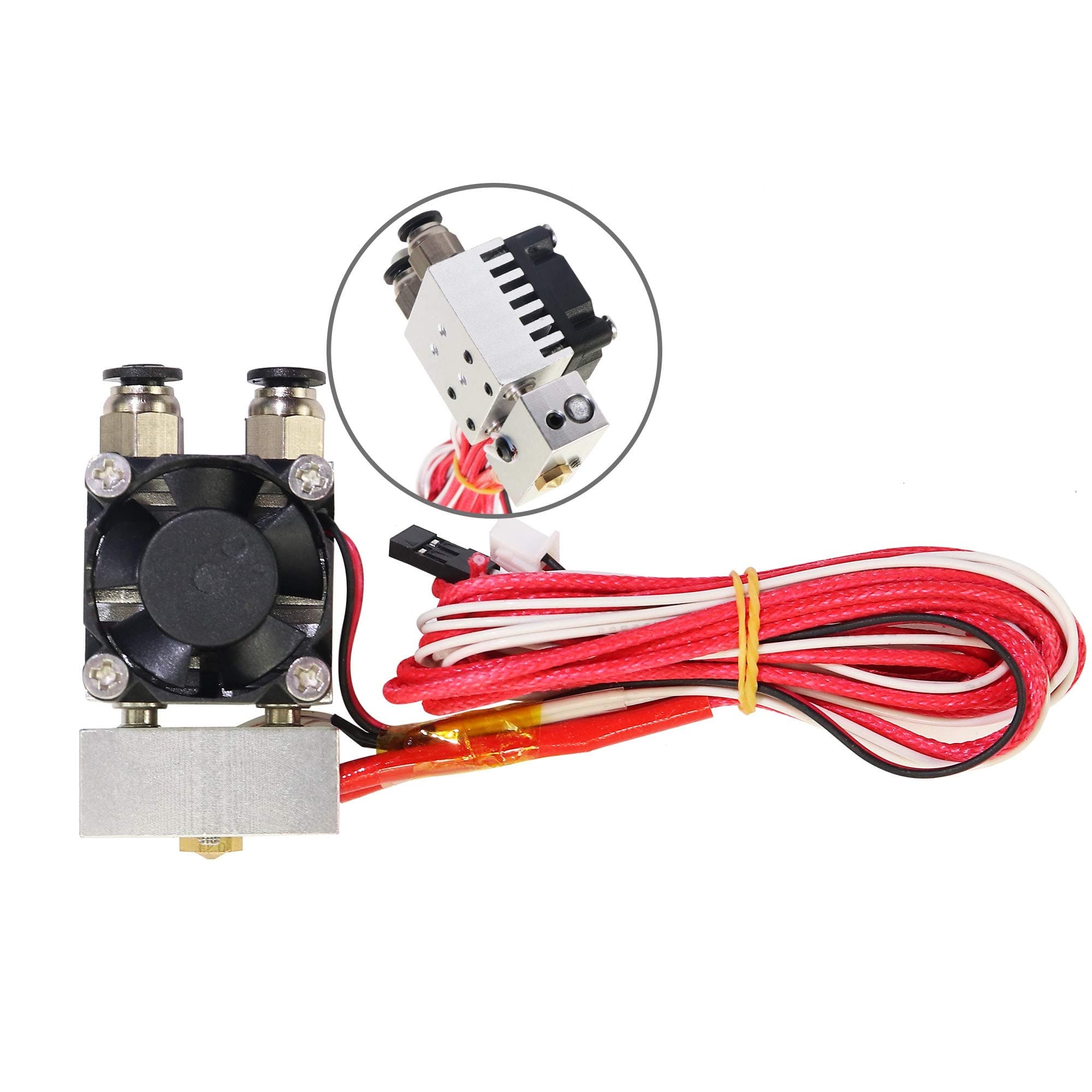 2 in 1 Out 3D Printer Single Mixing Printing Head 12V Two-Color Extruder V6 Hotend Kits with Cooling Fan for 0.4mm Nozzle 1.75mm Filament