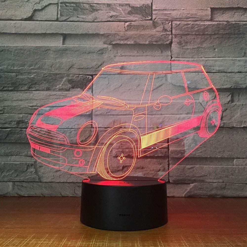 JXBH 3D Light Cooper Car USB Night Light Multicolors Lava LED RGB Lighting Luminaria Table Kids Home Decor Lights
