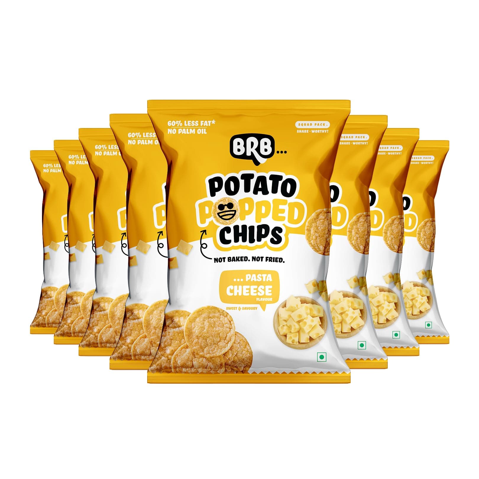- Potato Popped Chips | Not Baked. Not Fried | Pasta Cheese Flavour | 8 Packs X (48g/51g) (weight may vary) | 60% Less Fat | Low Calorie | Healthy Snack