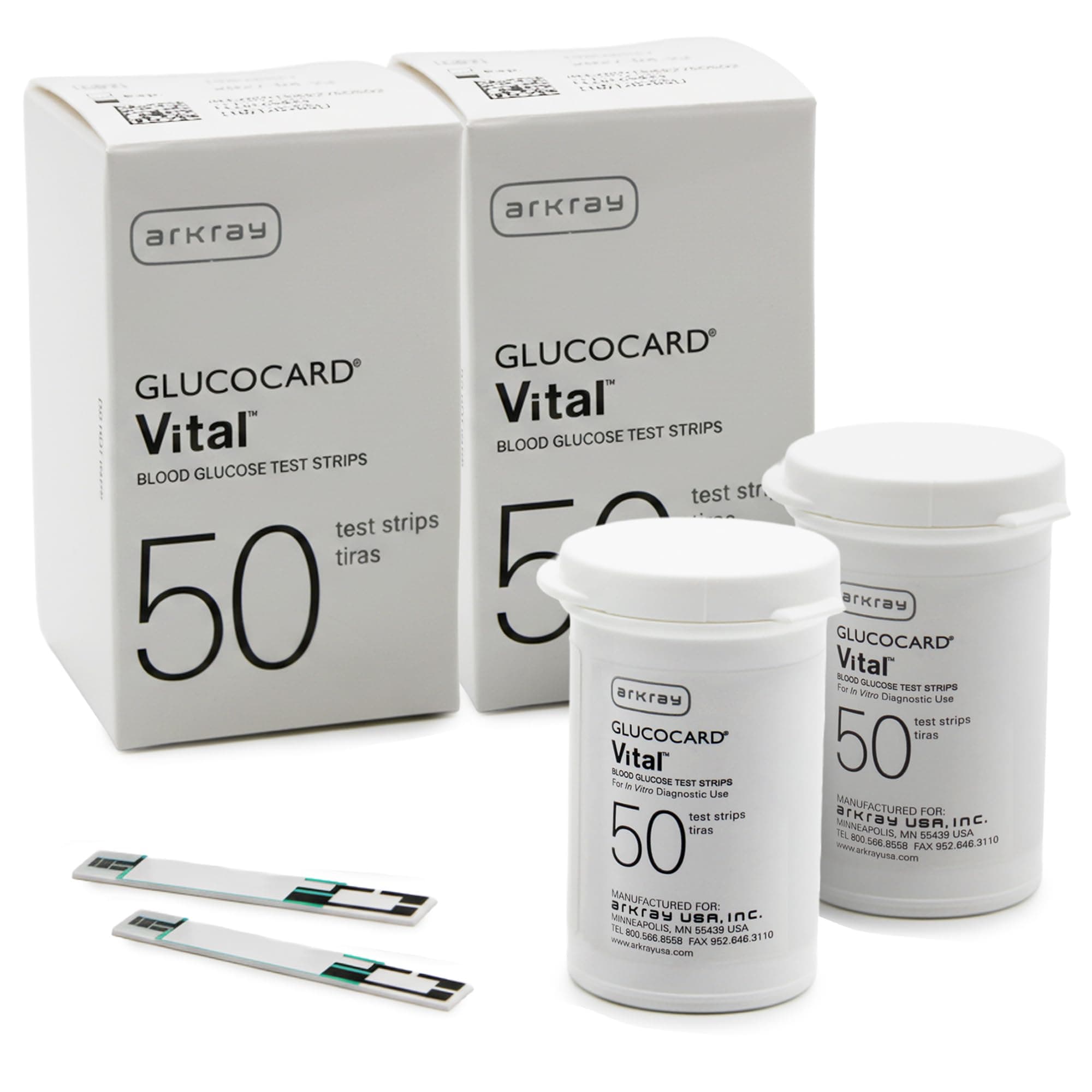 ARKRAY GLUCOCARD Vital Blood Glucose Test Strips – No Coding Required, Fast 7-Second Results, 0.5 Microliter Sample Size – Compatible with GLUCOCARD Vital Glucose Meter, 100 Count (2 Packs of 50)