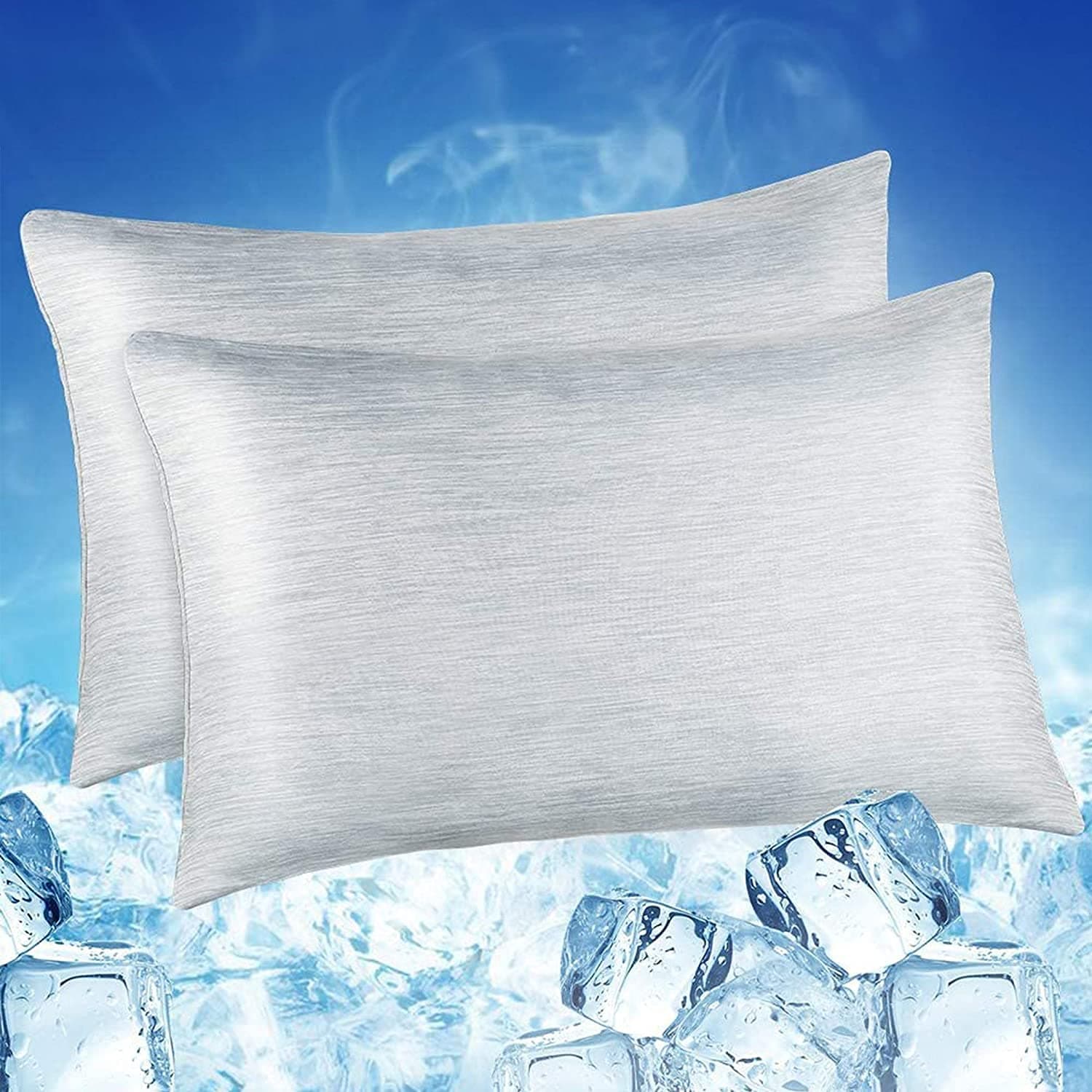 LUXEAR 2 Pack Cooling Pillow Cases for Hot Sleepers, Arc-Chill Q-Max > 0.5 Cool Pillowcases, Hair & Skin Friendly, Double-Sided, Hidden Zipper Cold Pillow Cover, Gifts for Women & Men, 20x26, Gray