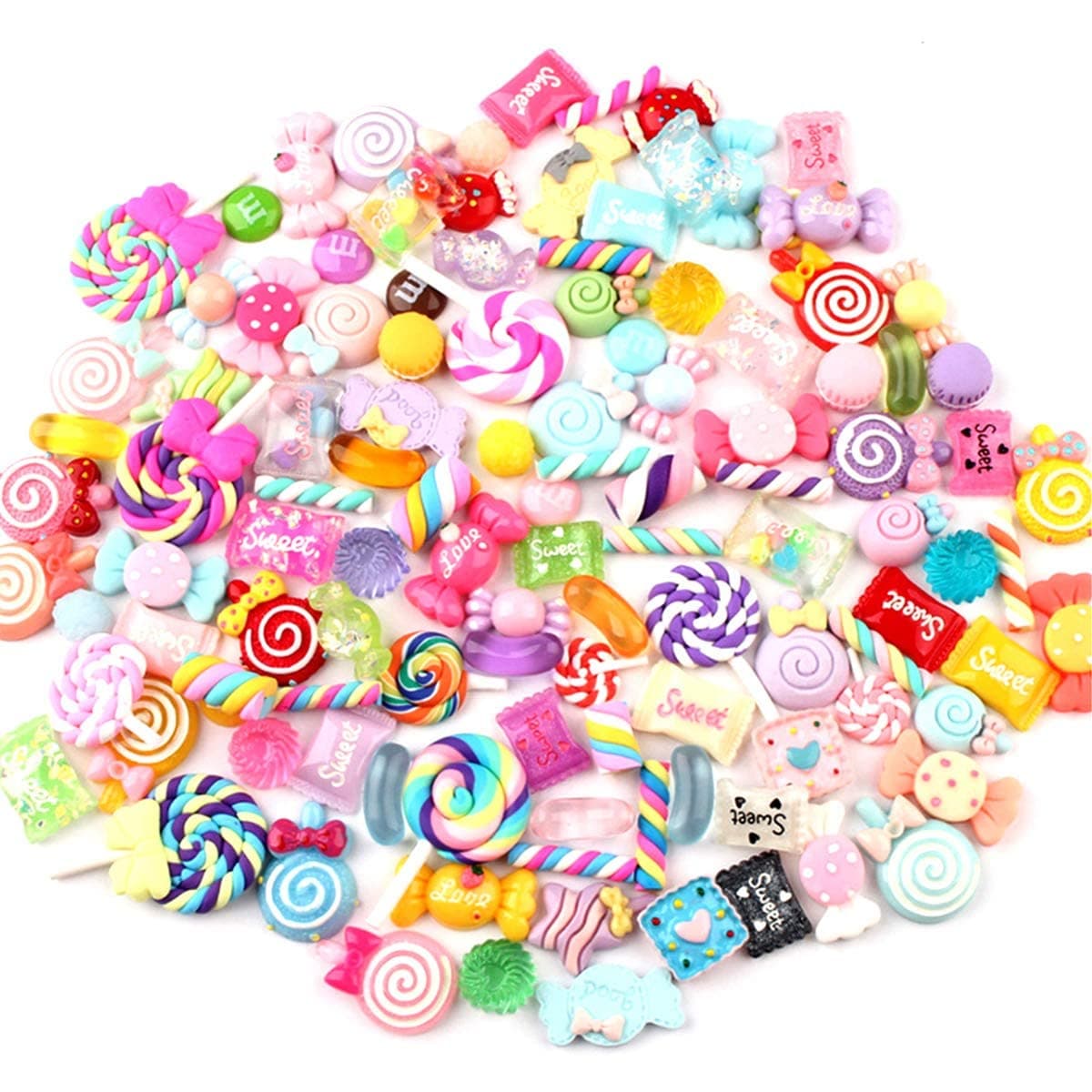 STUDYY 100 Pcs Candy Slime Charms Cute Set Mixed Resin Sweets Flatback Slime Making Supplies for DIY Craft Making and Ornamen DIY Scrapbooking