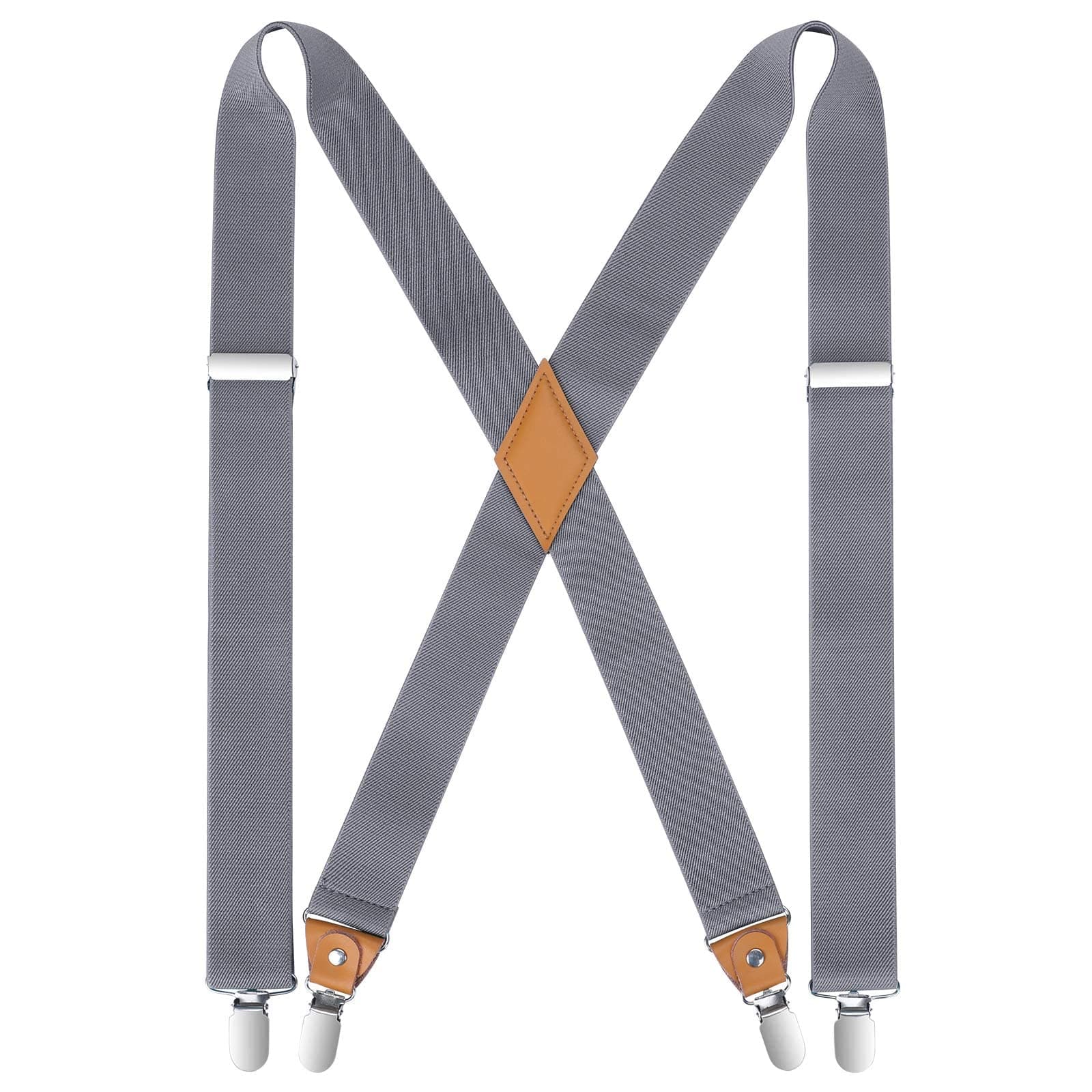HISDERN Suspenders for Men X-Back 1.4" Adjustable Elastic Suspender Braces Strong 4 Clips for Work Trousers Wedding
