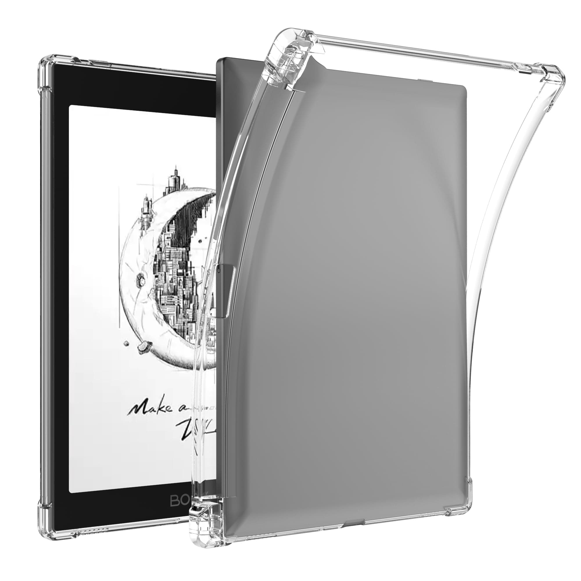 Clear Case Compatible with Onyx Boox Tab Mini C 7.8 Inch eBook - Transparent Silicone Flexible Soft Back Cover with Pen Holder For Boox Tab Mini C 7.8"