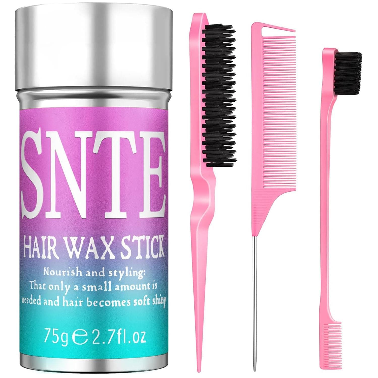 Hair Wax Stick, Slick Back Hair Brush Set - Controls Frizz for Women & Kids - Smooths Flyaways, Creates Sleek Ponytails, Buns & Defined Edges - Styling Accessories for Teen Girls Gifts Trendy Stuff