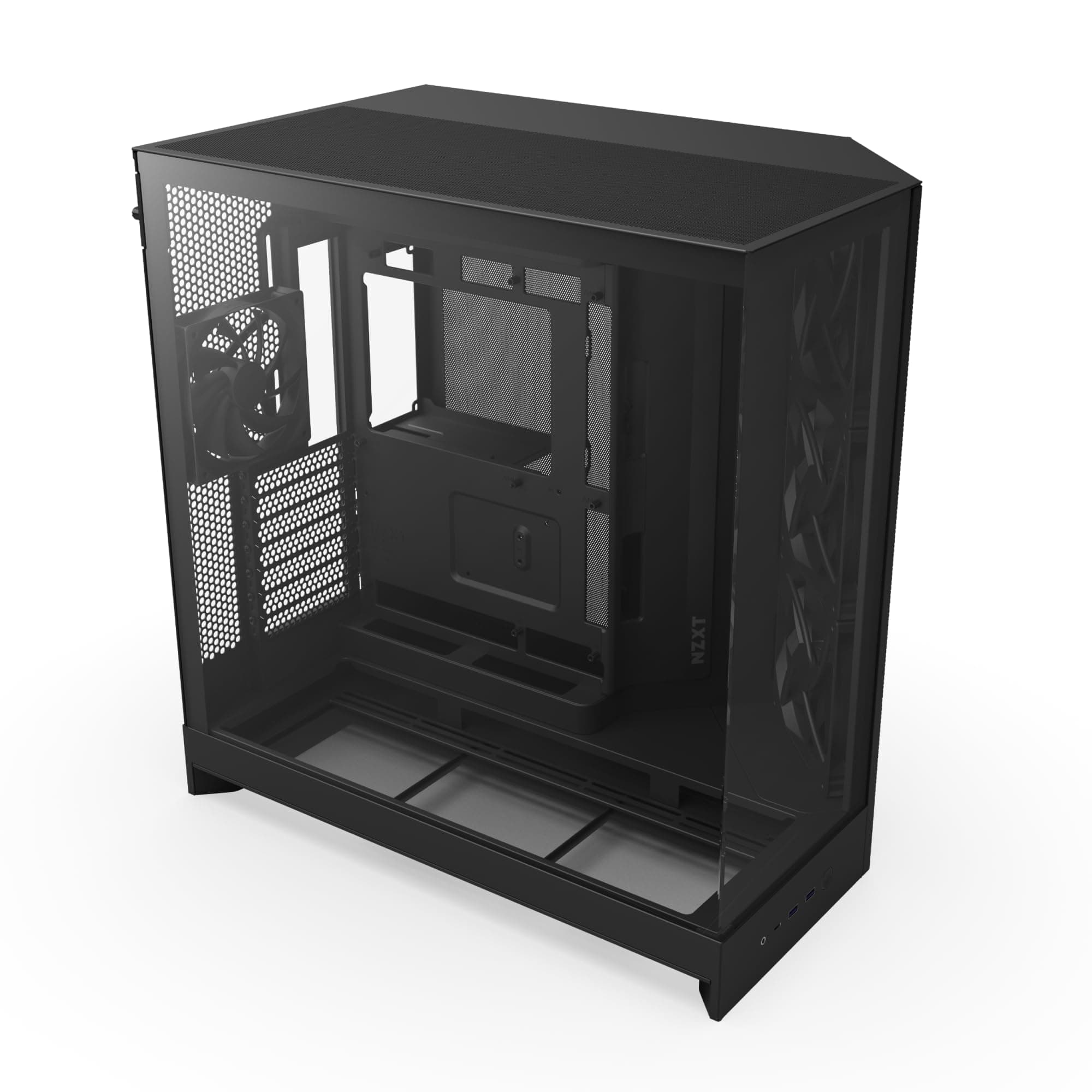 H9 Flow (2025) – Large Dual-Chamber ATX Mid-Tower Airflow PC Case – Includes 3 x 140mm & 1 x 120mm Fans – 420mm Radiator Support – Tempered Glass – Back-Connect Ready – Black