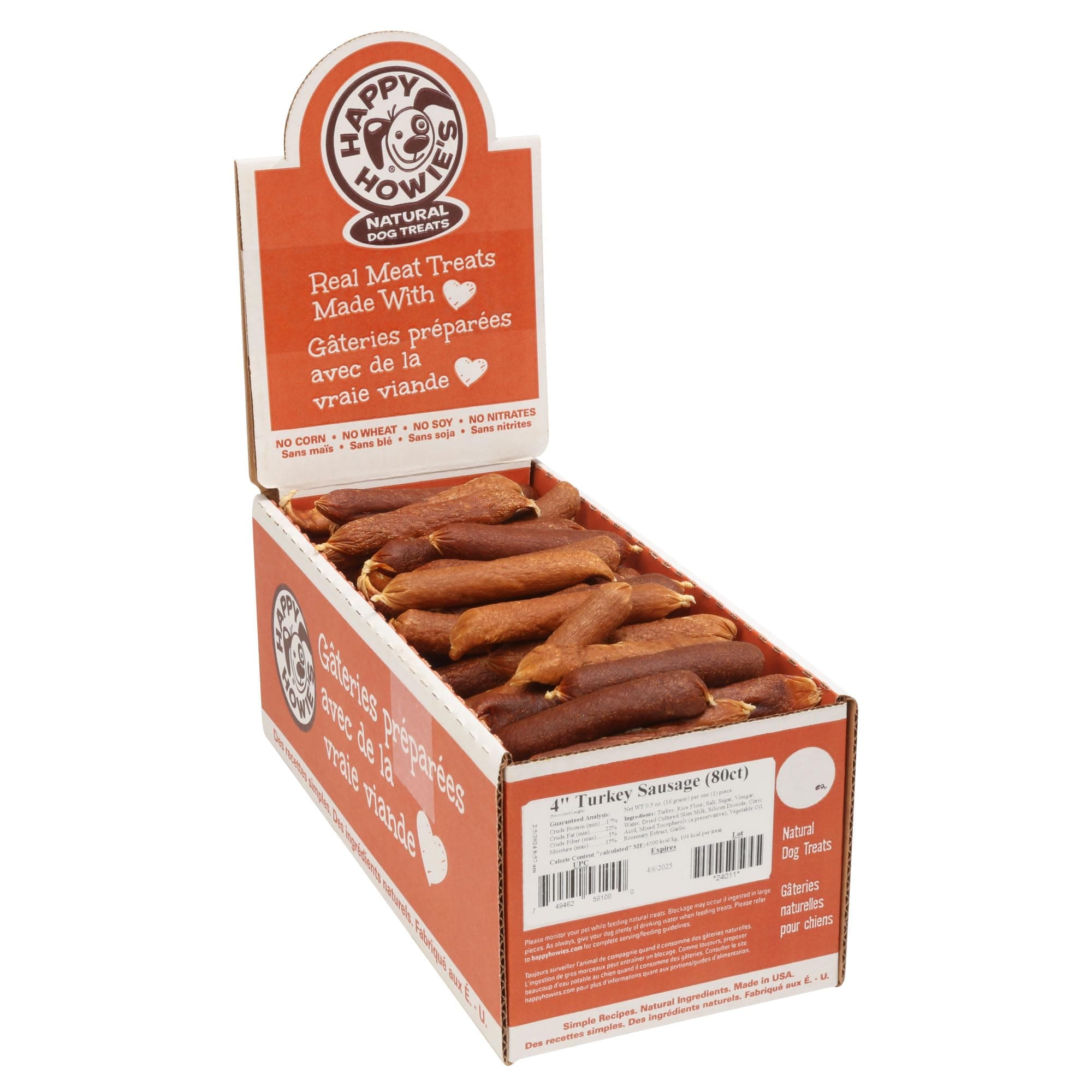 Sausage Treats - Healthy Chewy Dog Treats, Flavorful, Slow Cooked, Natural Ingredients, Hormone Free - Turkey, 80 Count (Pack of 1)