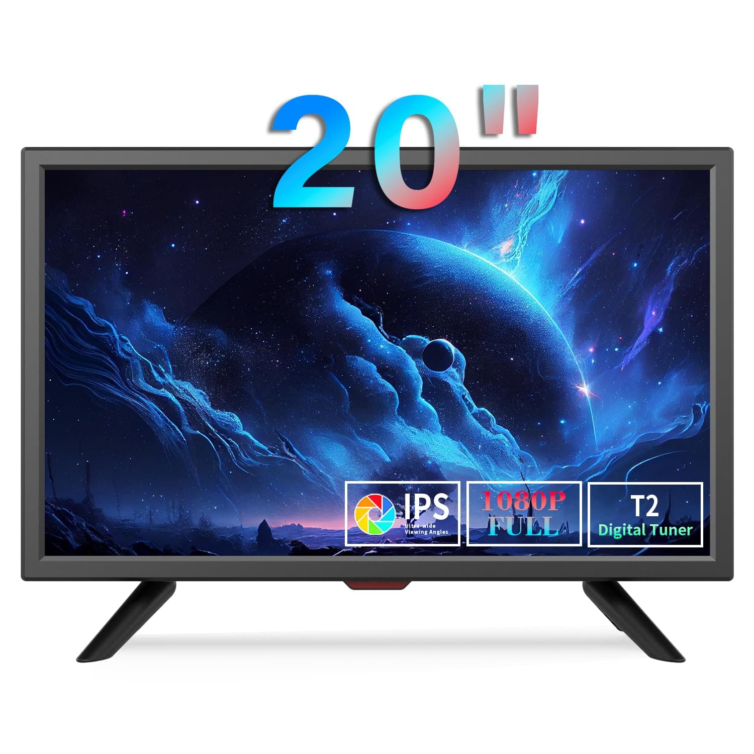 KCR 20 inch Freeview Cable TV,Built -in digital DVB-T2 TV Tuner,AV Input,HDMI/VGA in,USB Slot,Remote Control,Car (12 Volt) and Power Adapter