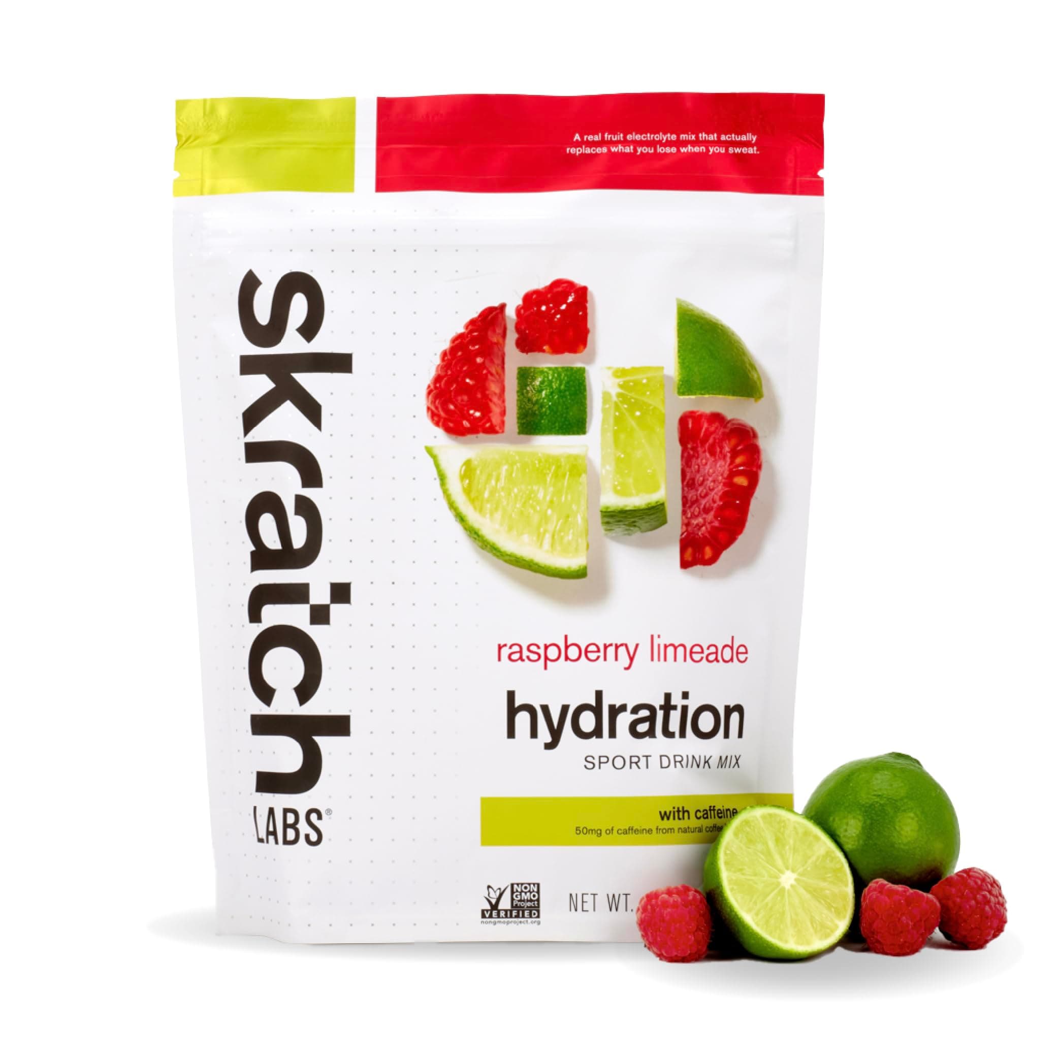 SKRATCH Labs Hydration Sport Drink Mix | Raspberry Limeade with Caffeine (15.5 oz, 20 Servings) | Electrolyte Powder Developed Athletes and Sports Performance, Gluten Free, Vegan, Kosher