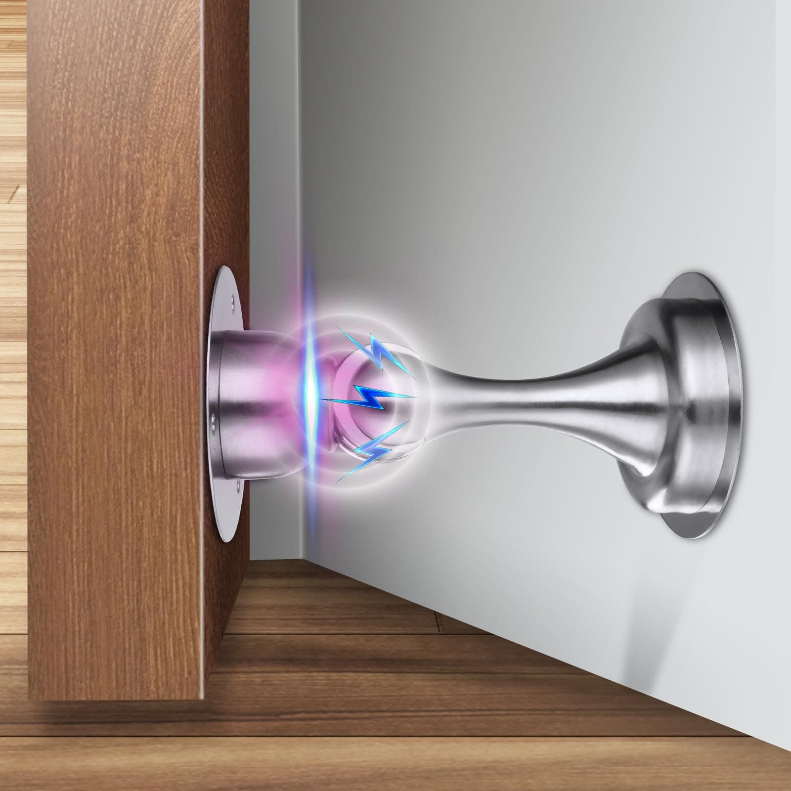 flintronic Magnetic Door Stoppers, 1 Pack Door Wedges Indoors Stoppers for Skirtings Floor Doorstops with Catch 3M Self Adhesive/Conceal Screws Mounted, Magnetic Door Catchfor Home Office, Patio